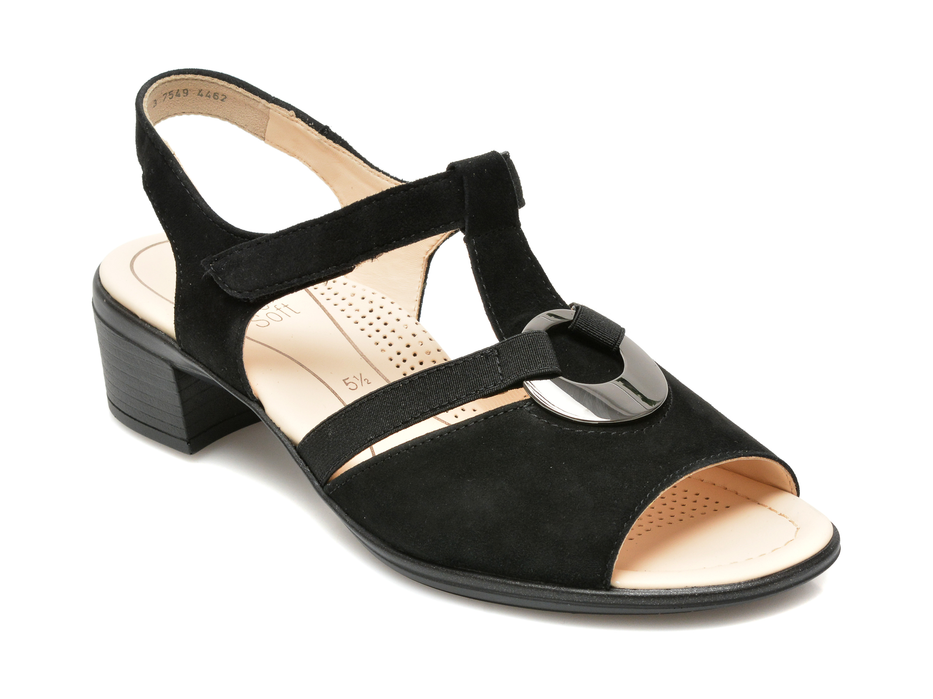 Sandale ARA negre, 35730, din piele intoarsa /femei/sandale imagine noua