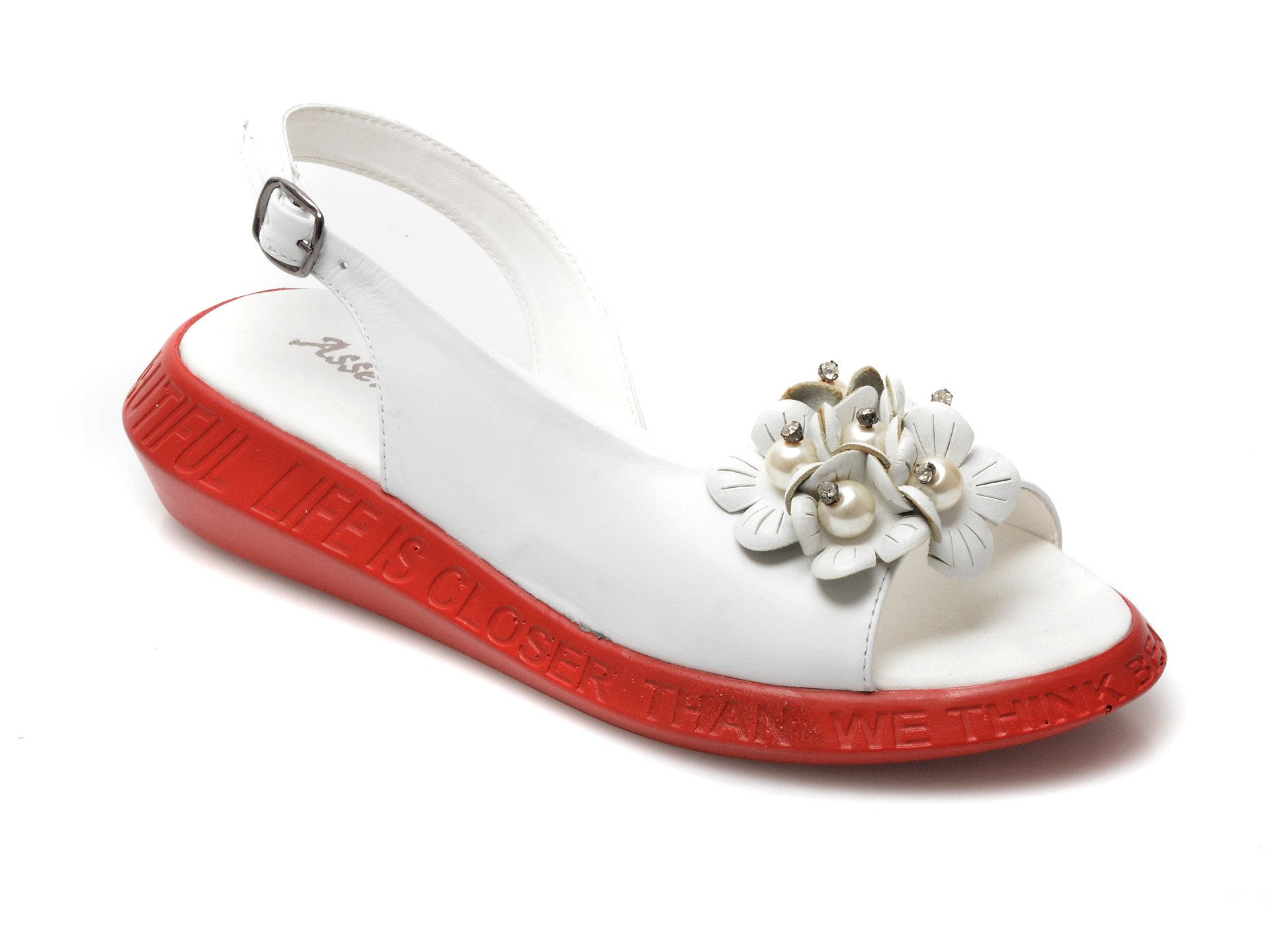 Sandale ASSENSO FERRO albe, 21005, din piele naturala /femei/sandale imagine noua