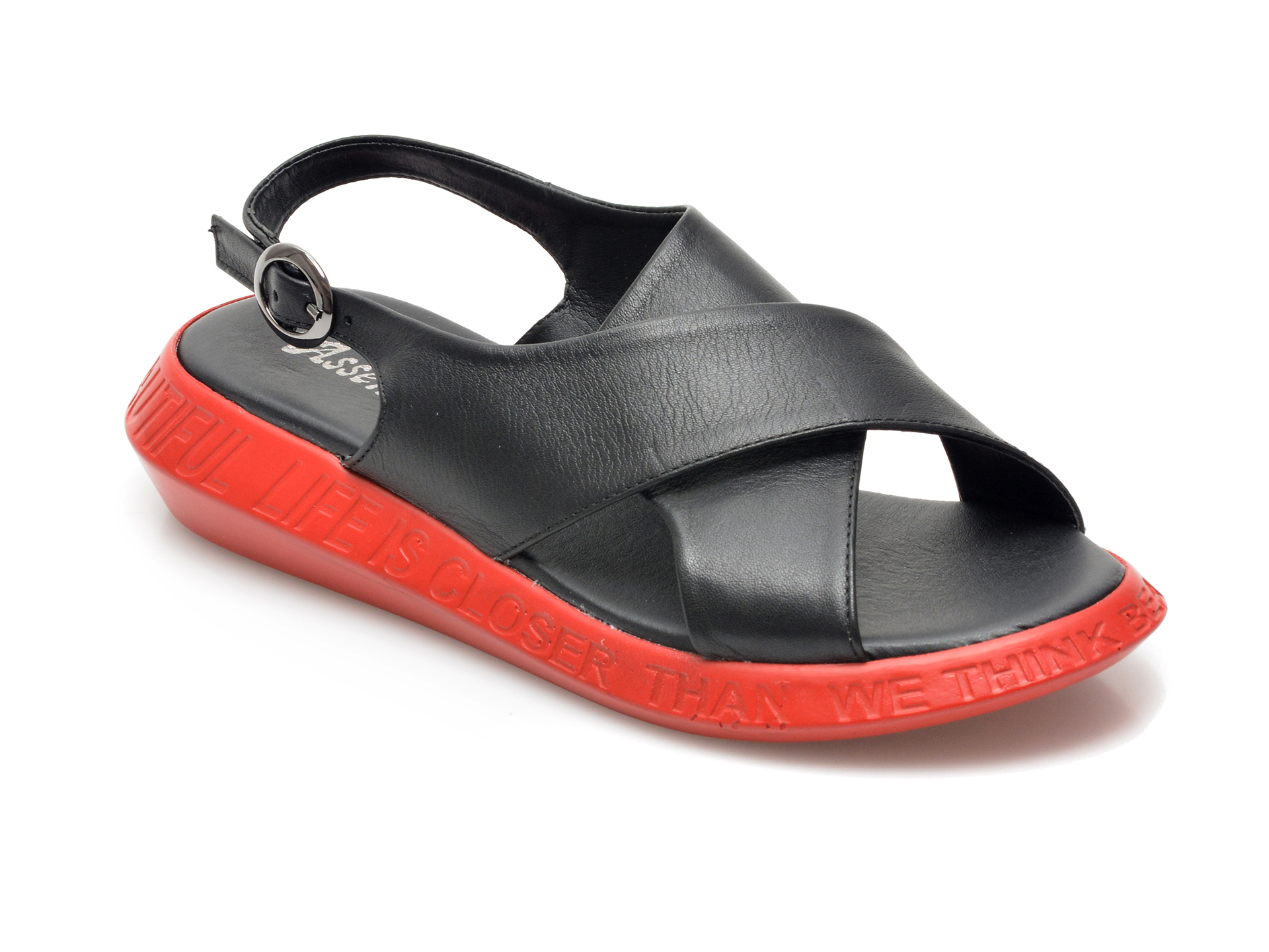 Sandale ASSENSO FERRO negre, 21004, din piele naturala /femei/sandale imagine noua