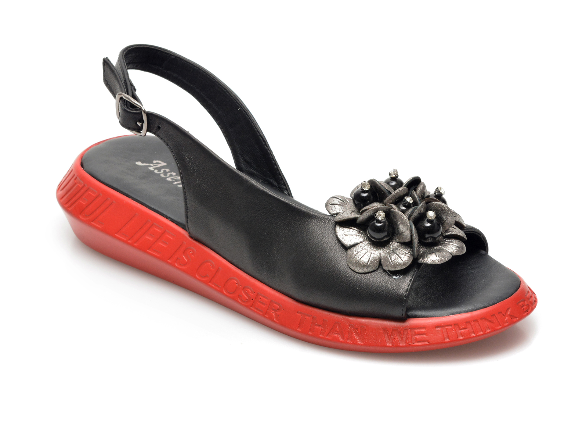 Sandale ASSENSO FERRO negre, 21005, din piele naturala /femei/sandale imagine noua