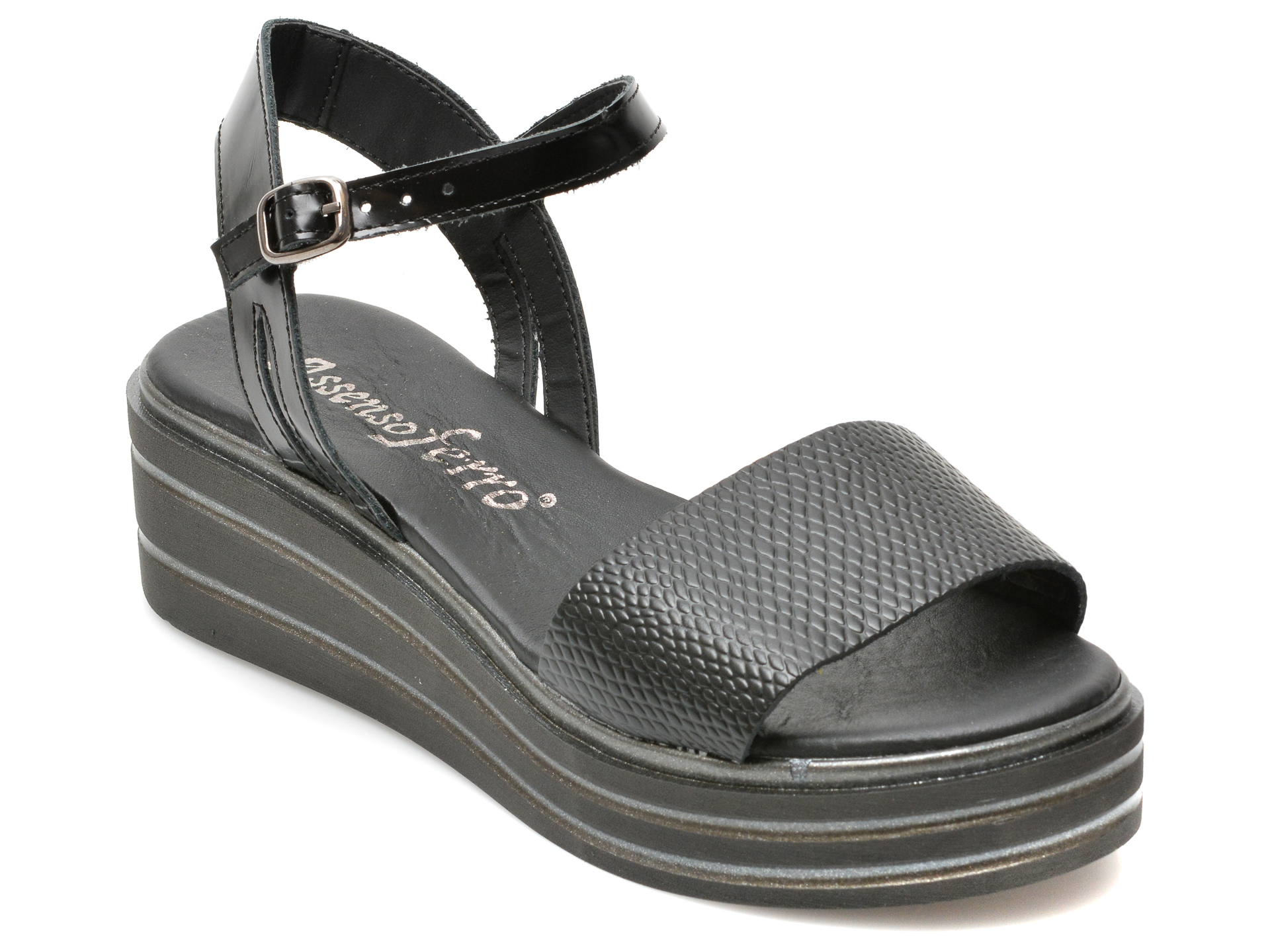 Sandale ASSENSO FERRO negre, 32920, din piele naturala /femei/sandale