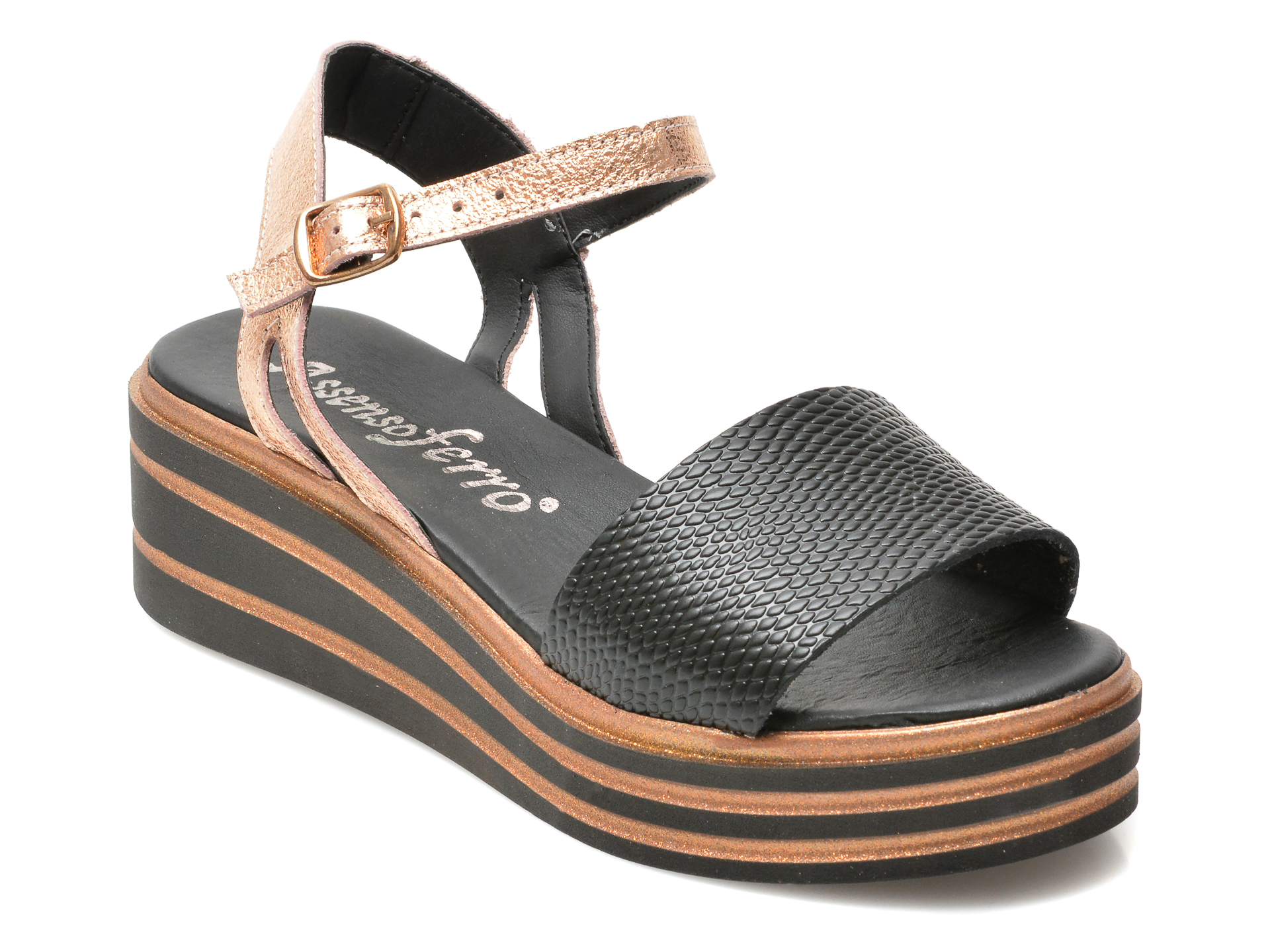 Sandale ASSENSO FERRO negre, 32920, din piele naturala /femei/sandale imagine noua