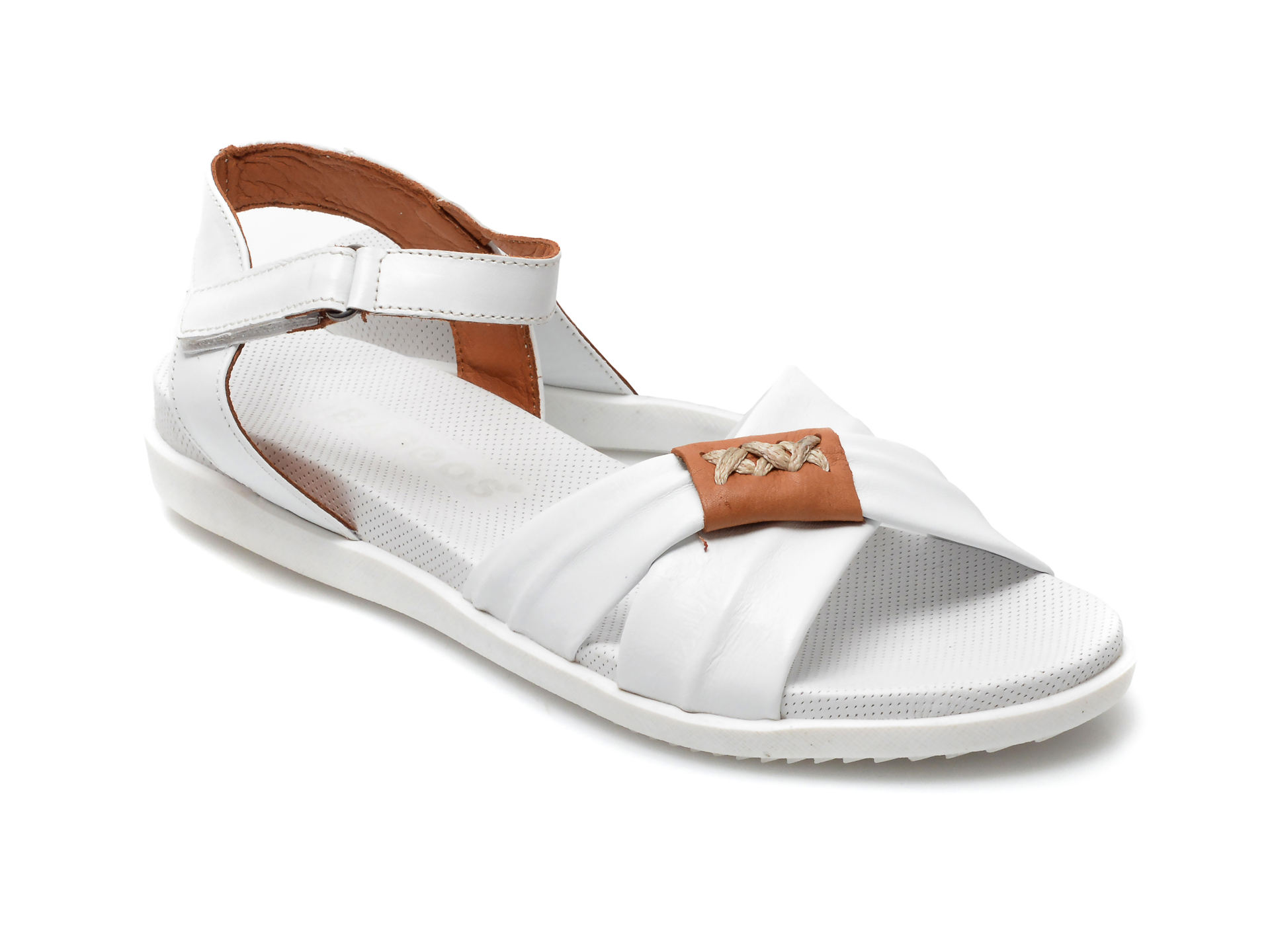 Sandale BABOOS albe, 1404, din piele naturala Baboos