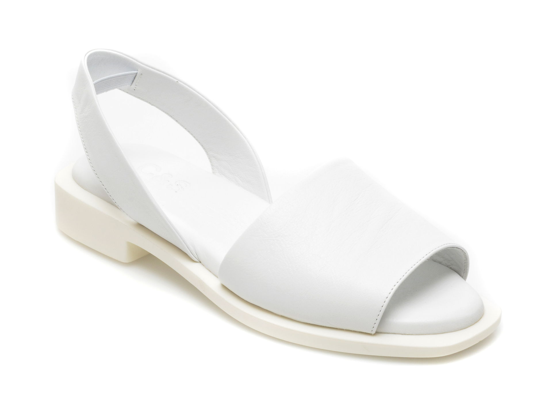 Sandale C & S albe, 158105, din piele naturala C & S