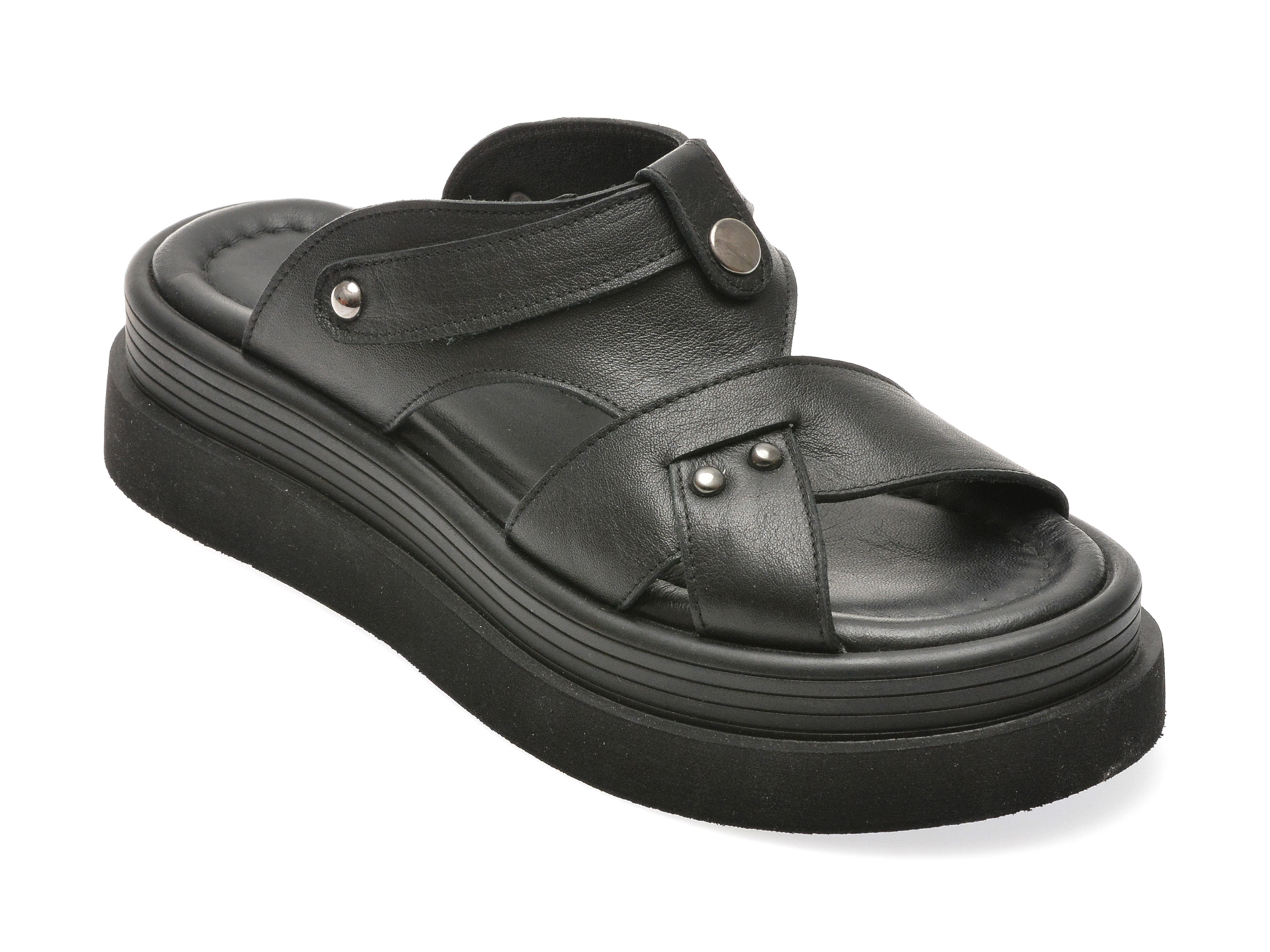 Sandale casual EPICA negre, 6060036, din piele naturala