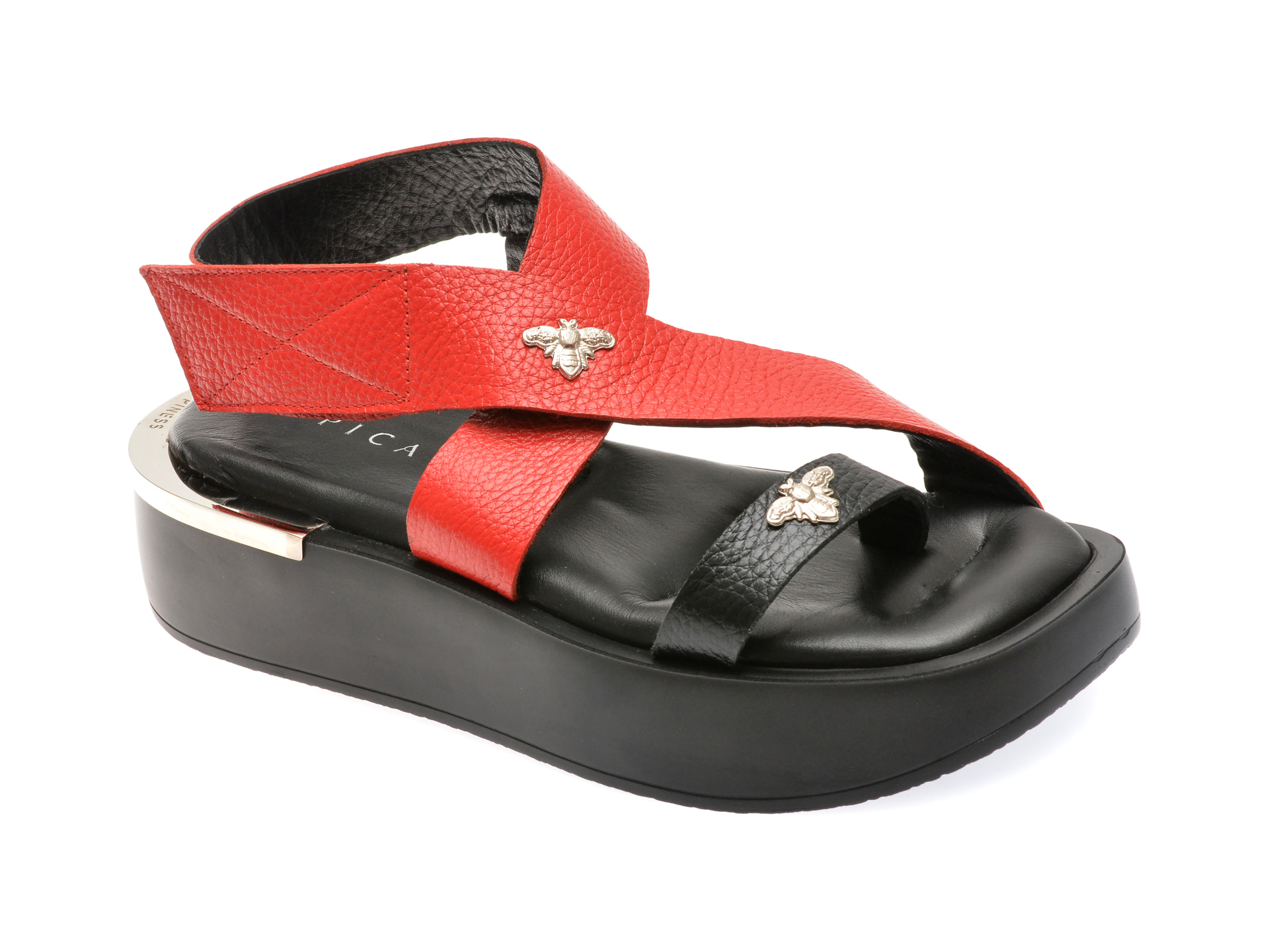 Sandale casual EPICA rosii, 096SC24, din piele naturala