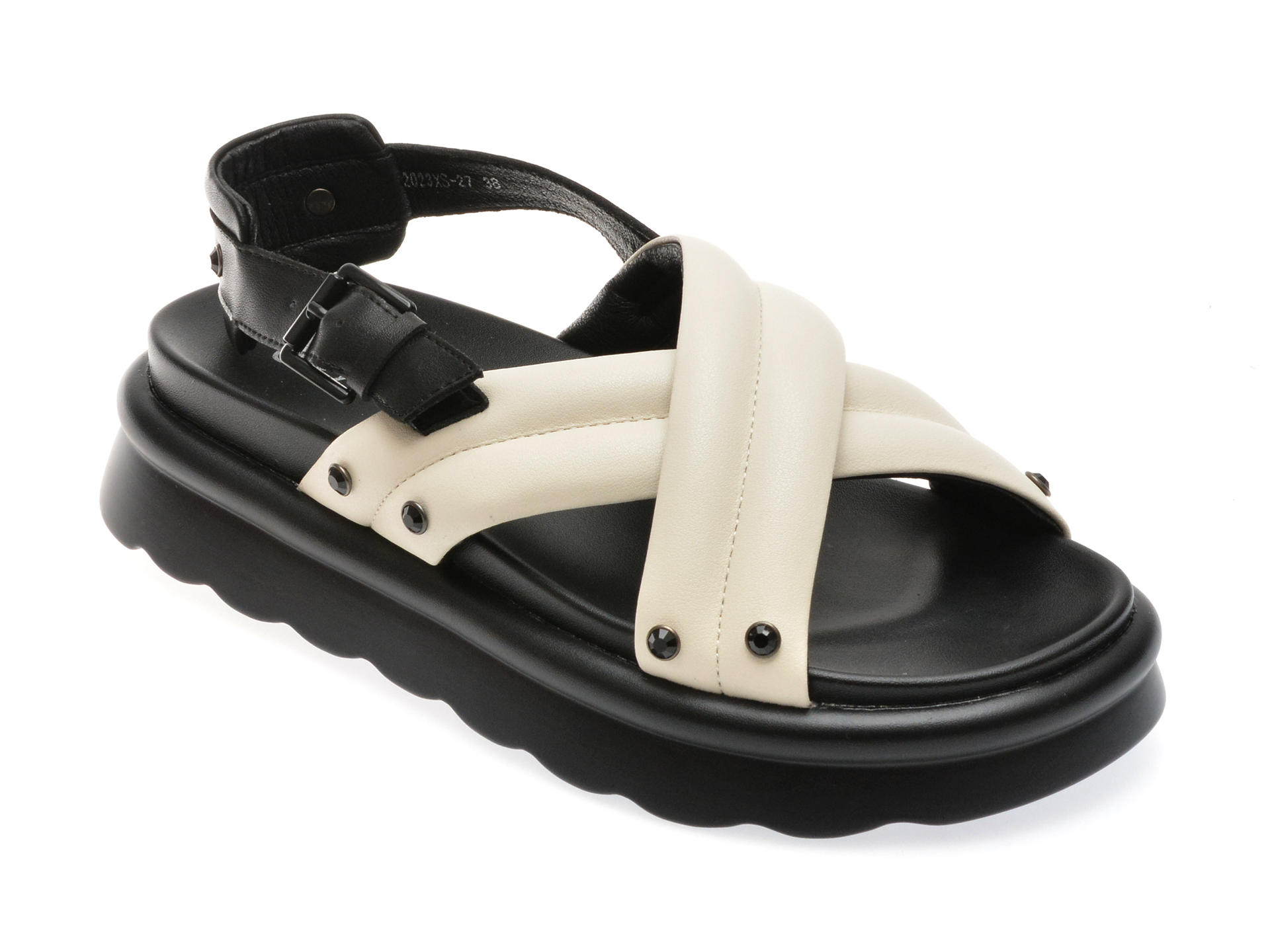 Sandale casual GRYXX alb-negru, 27, din piele naturala