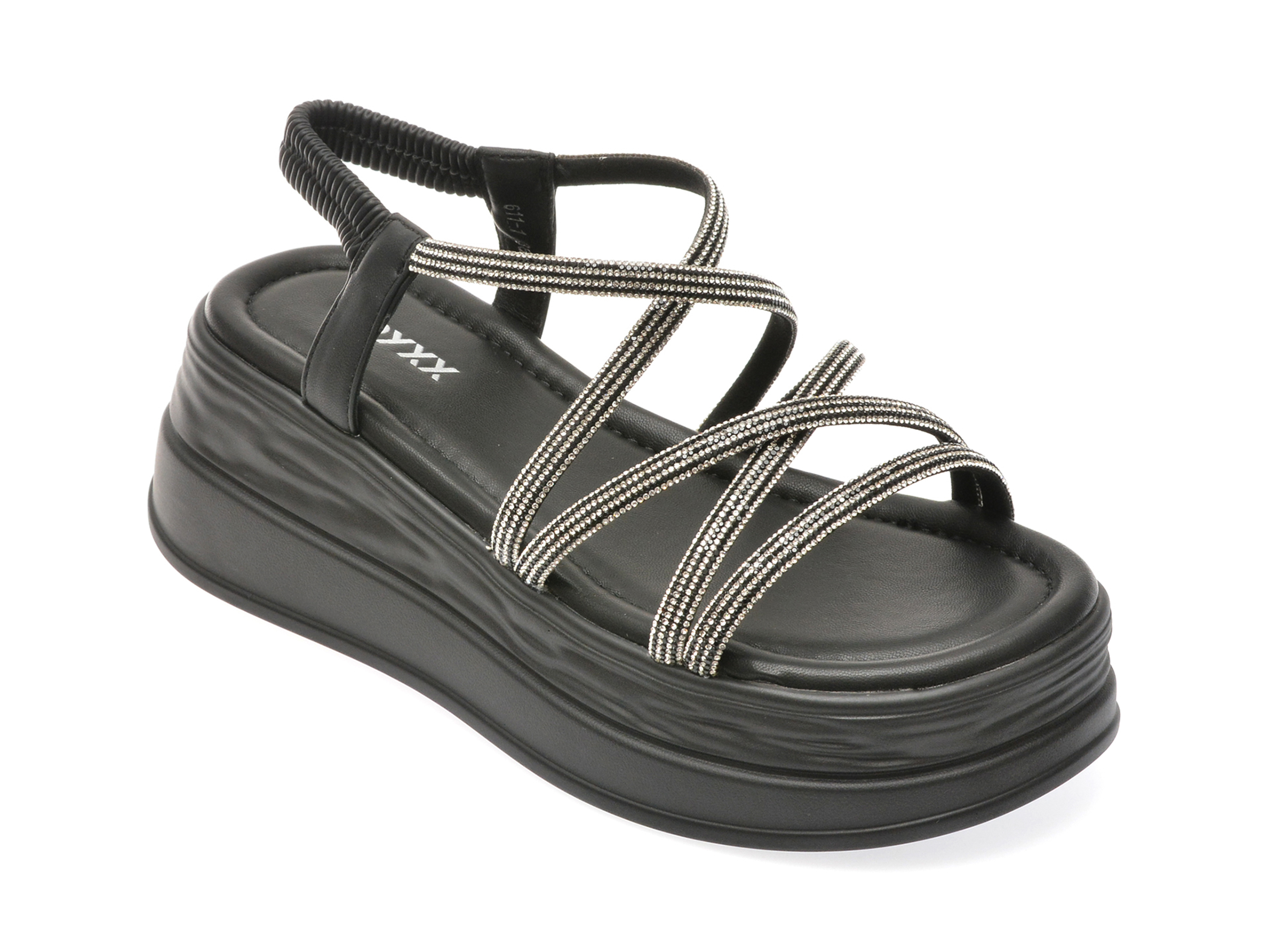 Sandale casual GRYXX negre, 6111, din piele ecologica