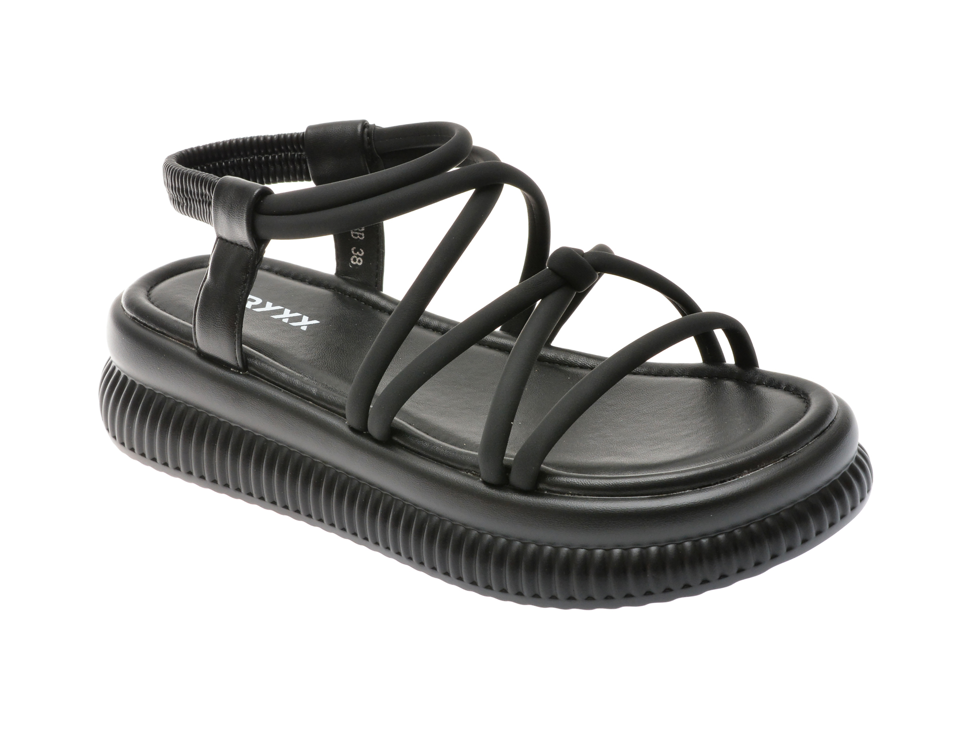 Sandale casual GRYXX negre, F398, din piele ecologica