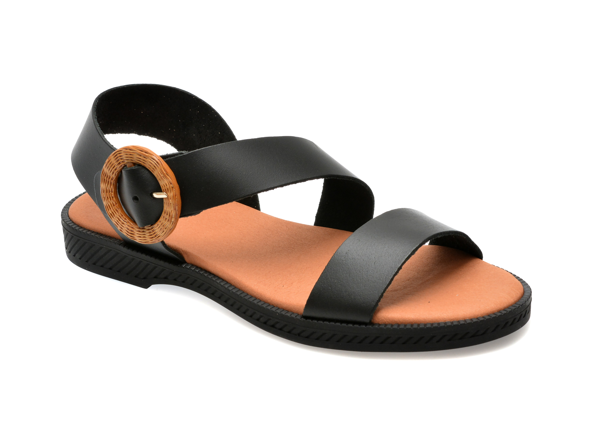 Sandale casual IMAGE negre, AMSTER, din piele naturala