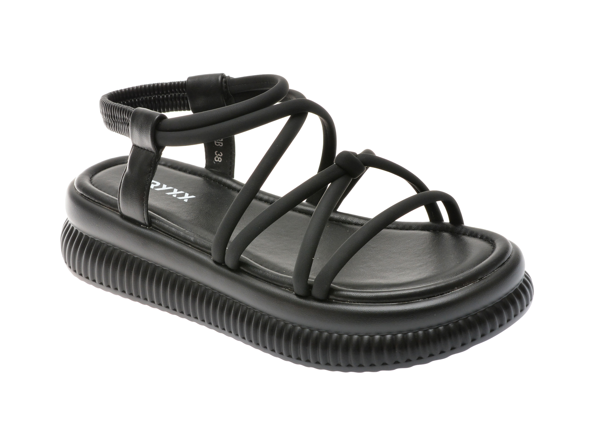 Sandale casual IMAGE negre, F398, din piele ecologica