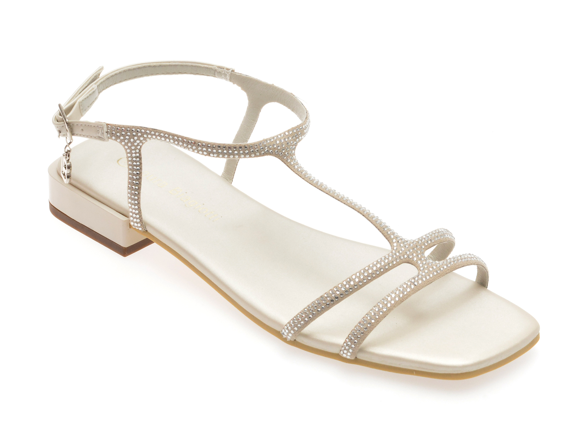 Sandale casual LAURA BIAGIOTTI albe, 8490, din material textil