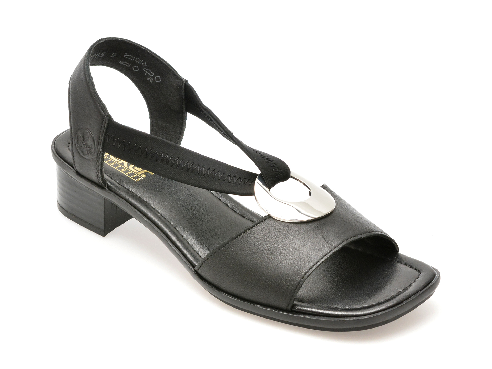 Sandale casual RIEKER negre, 62662, din piele naturala