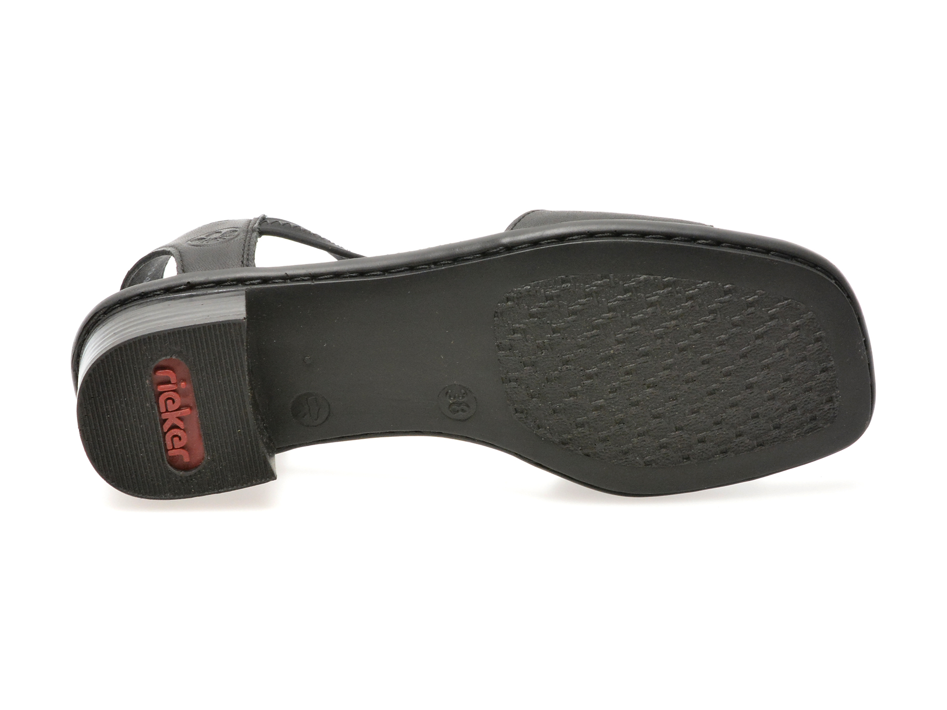 Sandale casual RIEKER negre, 62662, din piele naturala