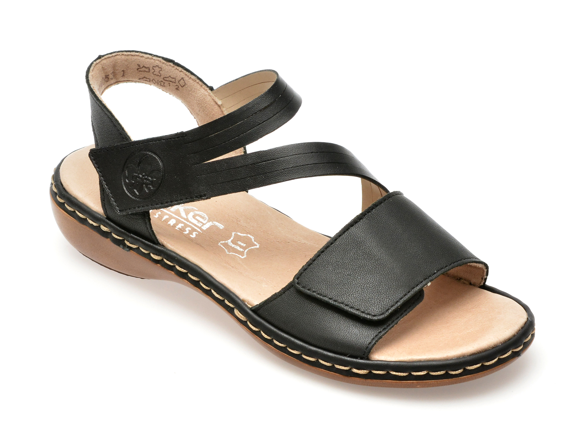 Sandale casual RIEKER negre, 65964, din piele naturala