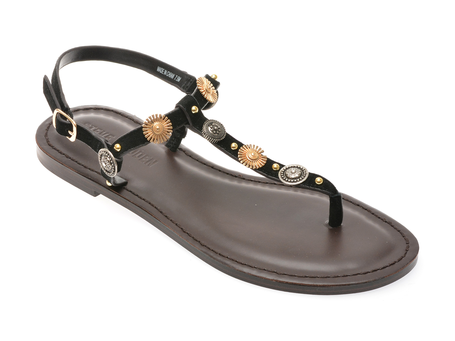 Sandale casual Steve Madden negre, ROMIE, din piele intoarsa