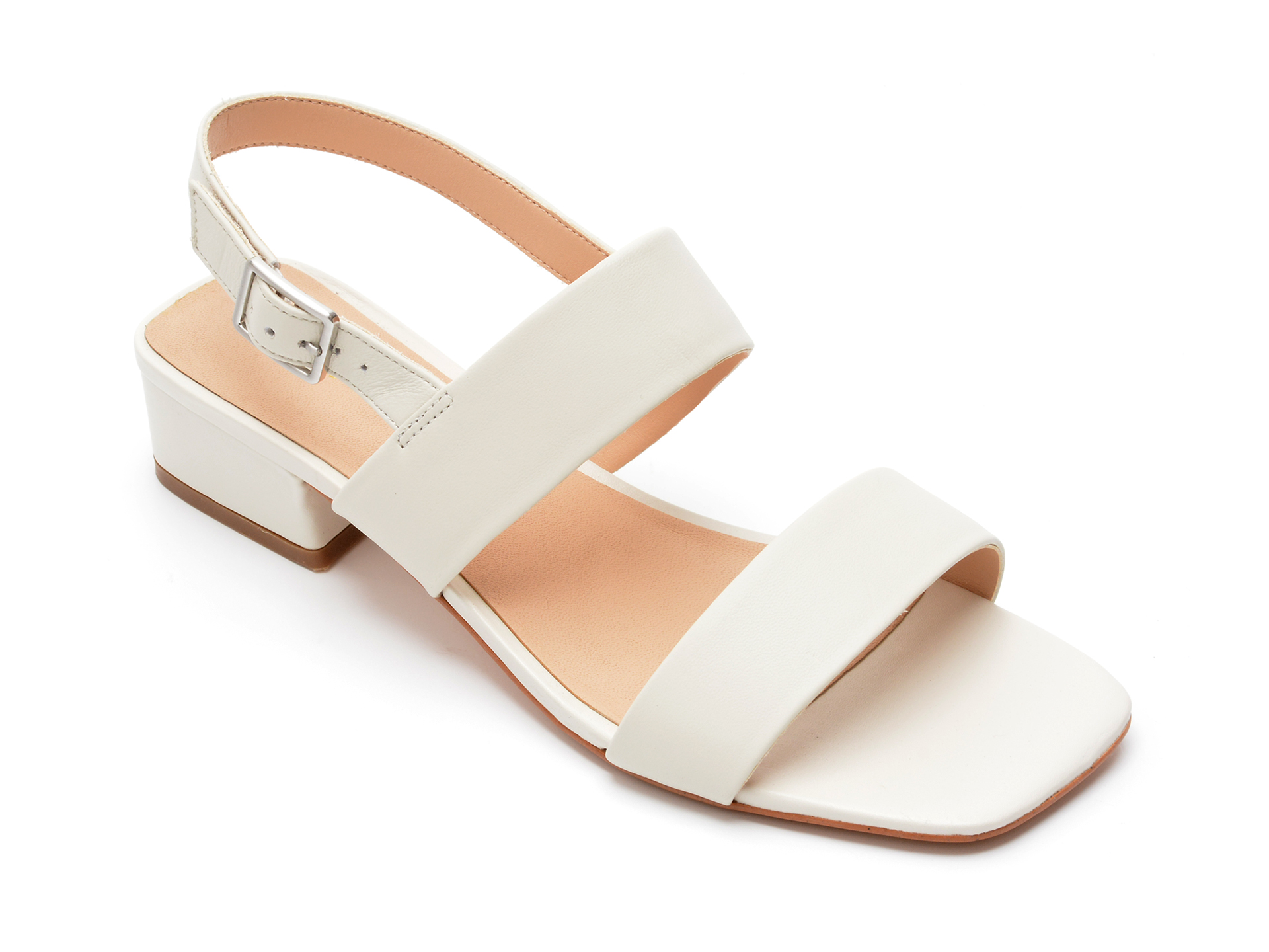 Sandale CLARKS albe, SER25ST, din piele naturala