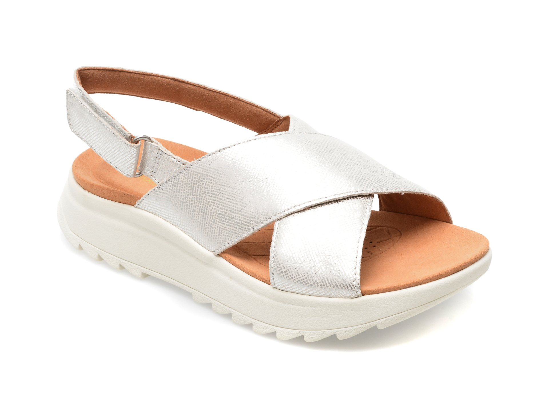 Sandale CLARKS argintii, DASHLITE WISH 18-N, din piele naturala /femei/sandale imagine super redus 2022