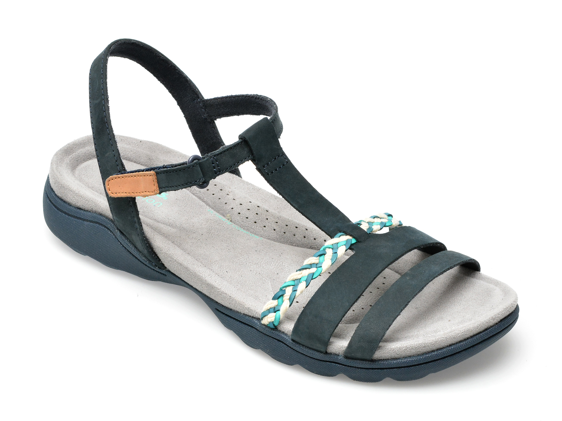 Sandale CLARKS bleumarin, AMANTEA, din nabuc