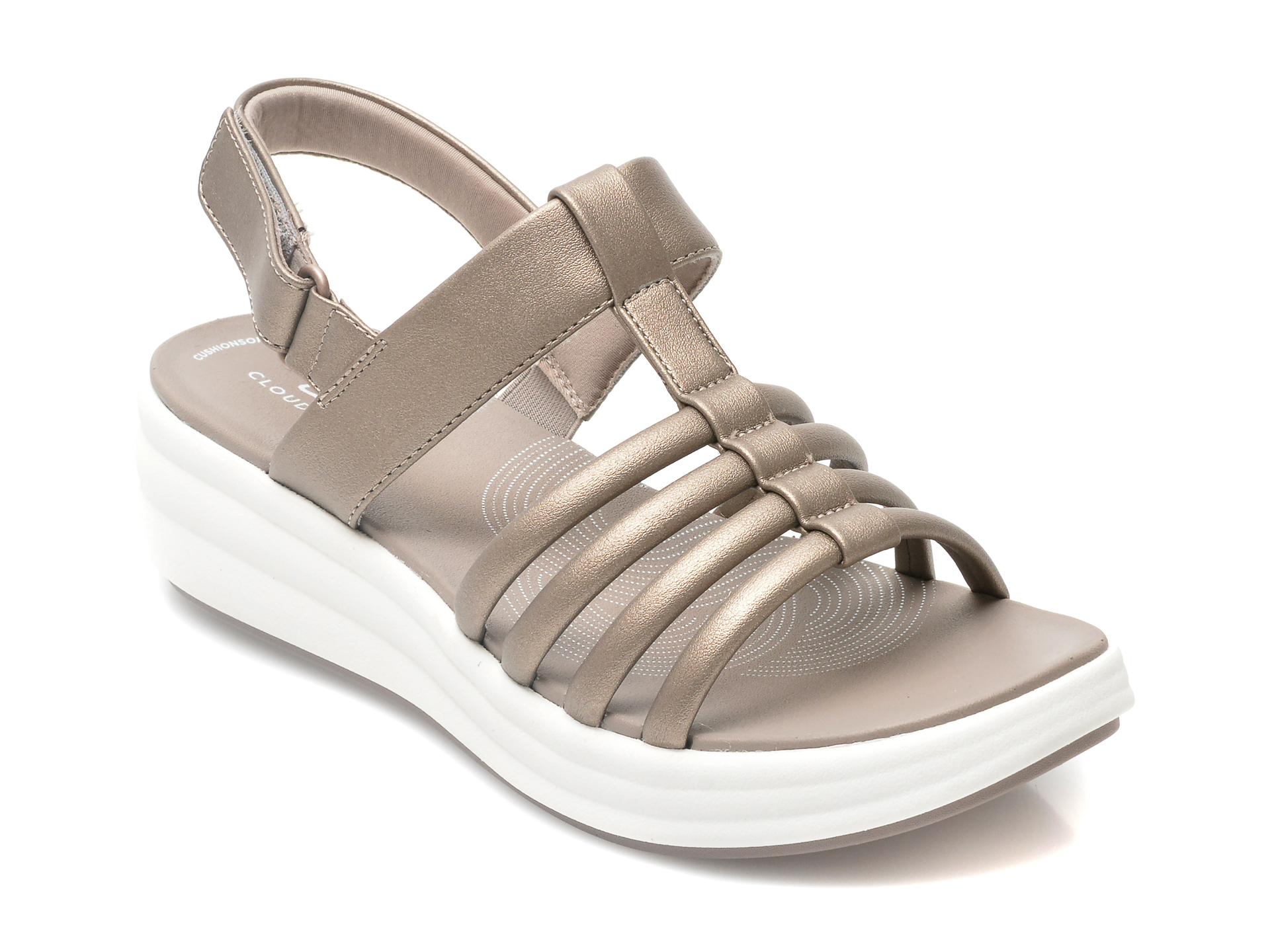 Sandale CLARKS gri, DRIFEAS, din piele ecologica /femei/sandale imagine noua