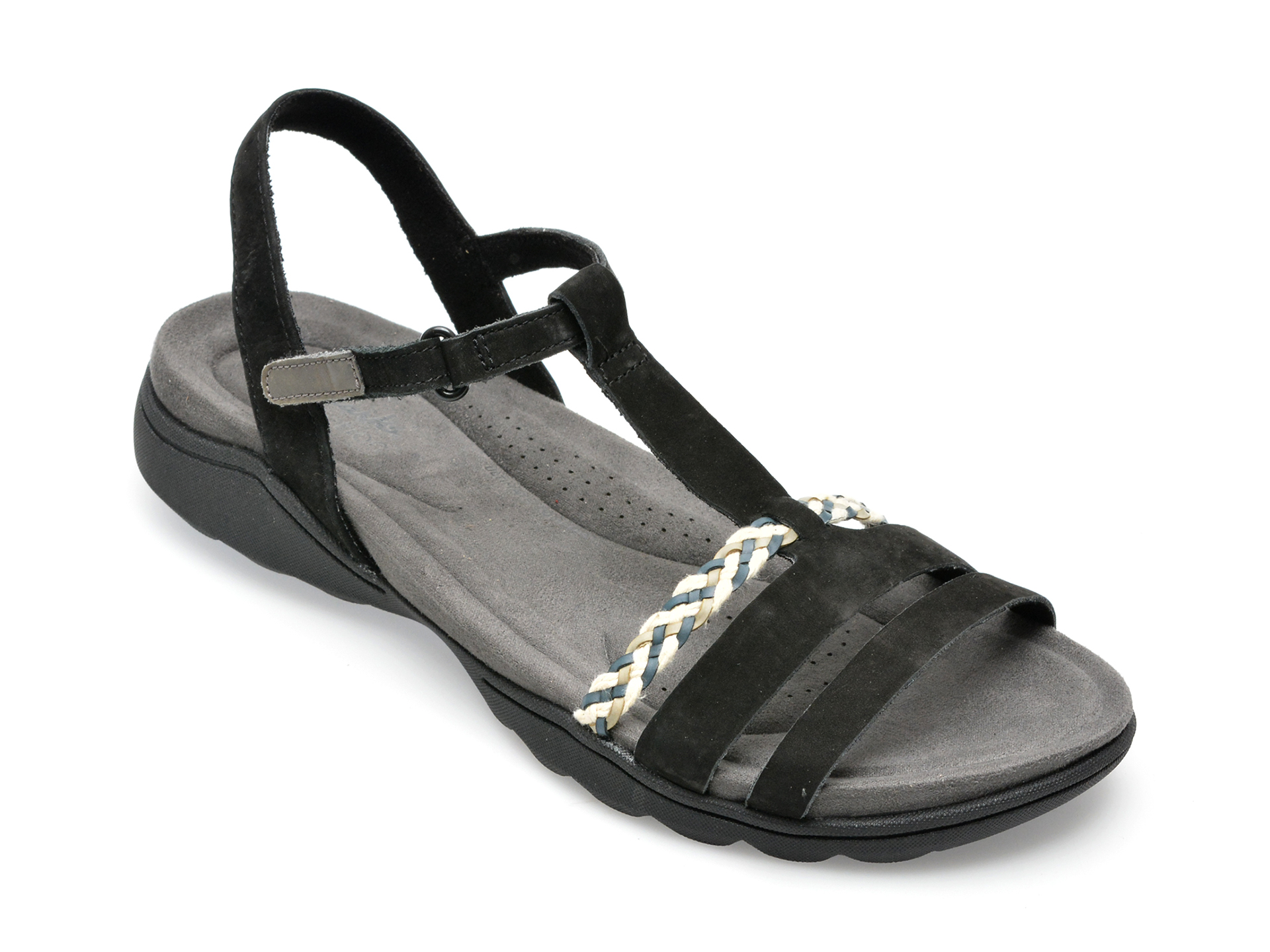 Sandale CLARKS negre, AMANDA TEALITE 0912, din nabuc femei 2023-03-21