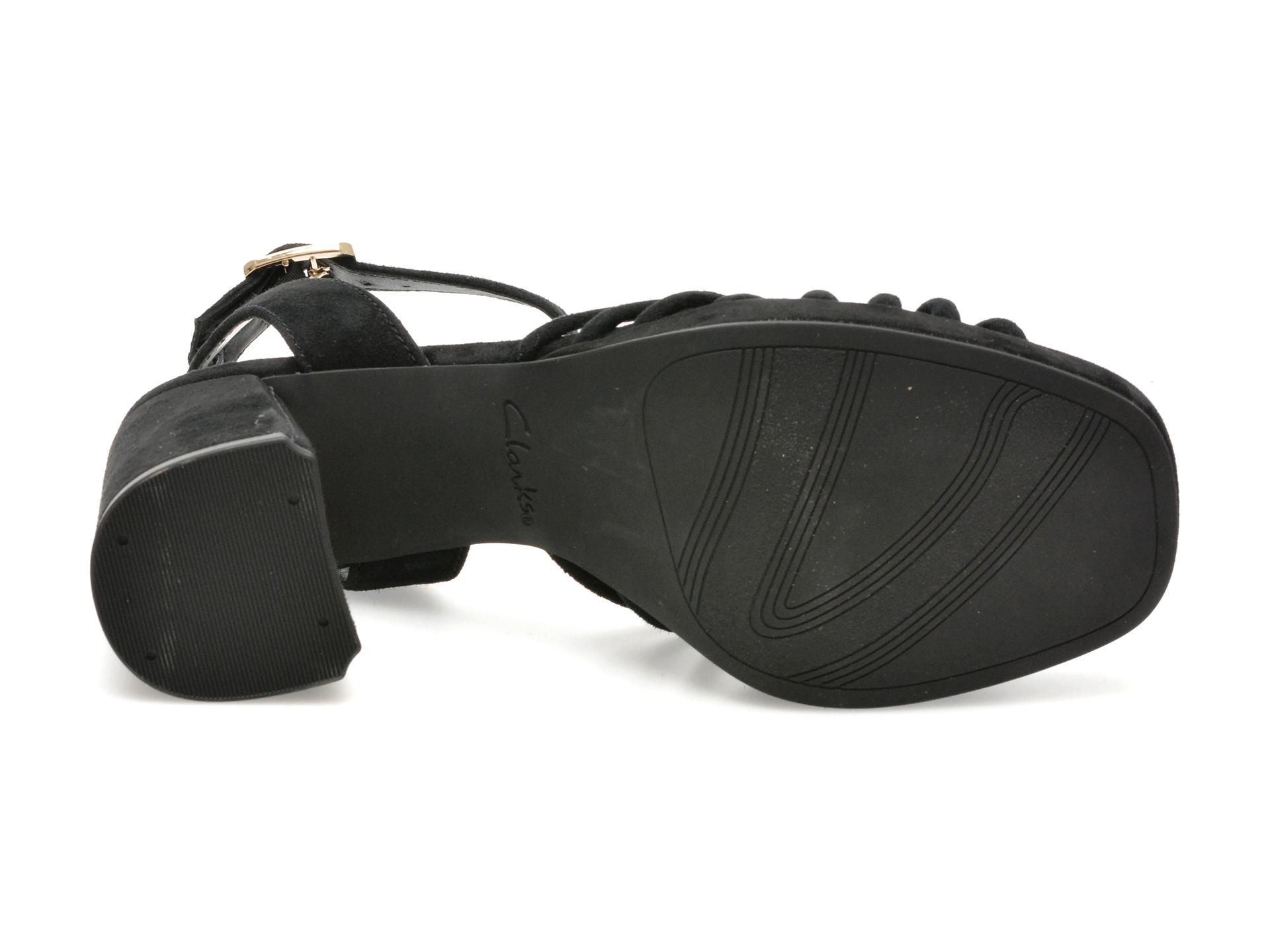 Sandale CLARKS negre, RIT75FA, din piele intoarsa