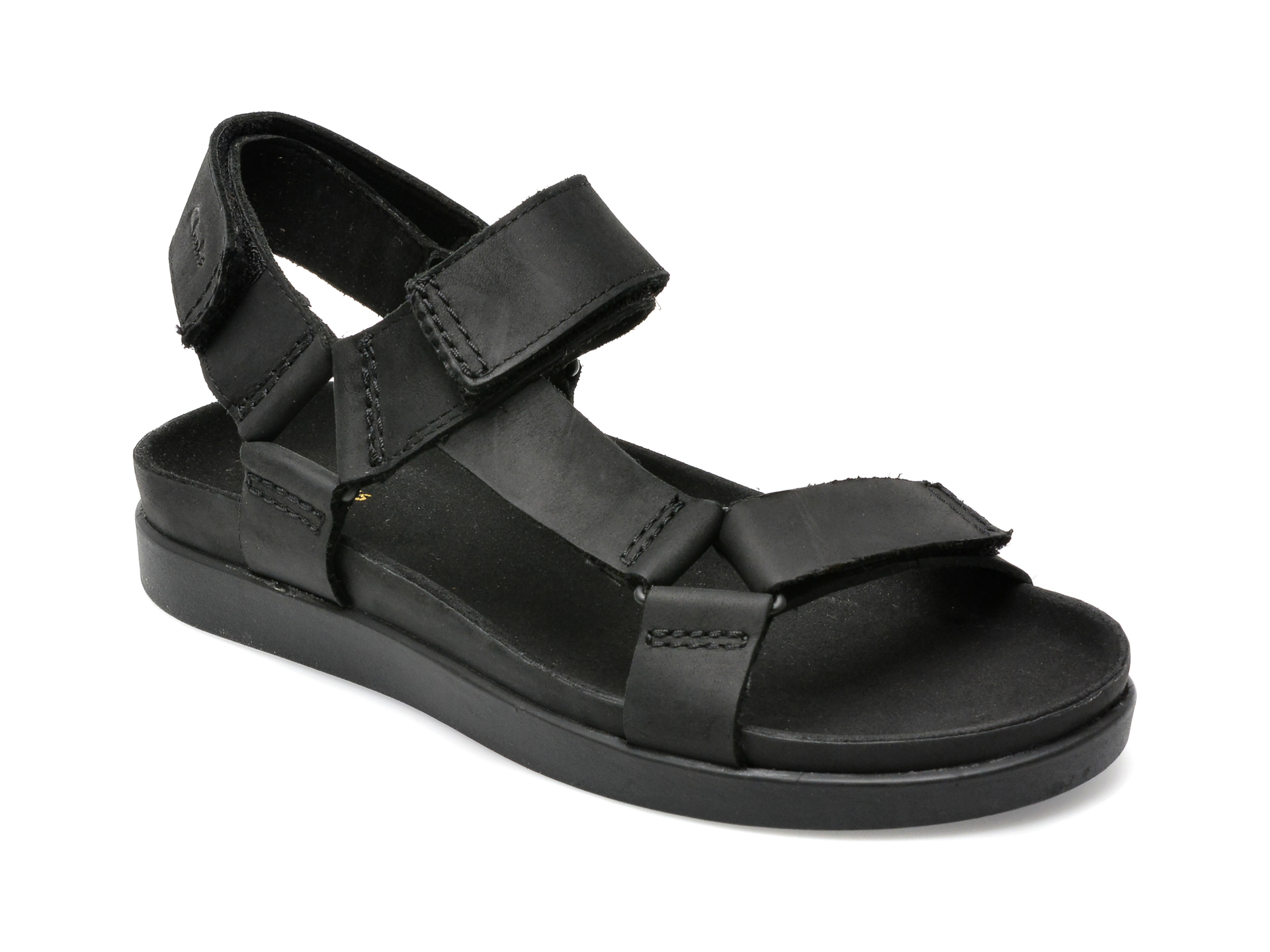 Sandale CLARKS negre, SUNDER RANGE 01-N, din piele naturala imagine reduceri black friday 2021 Clarks