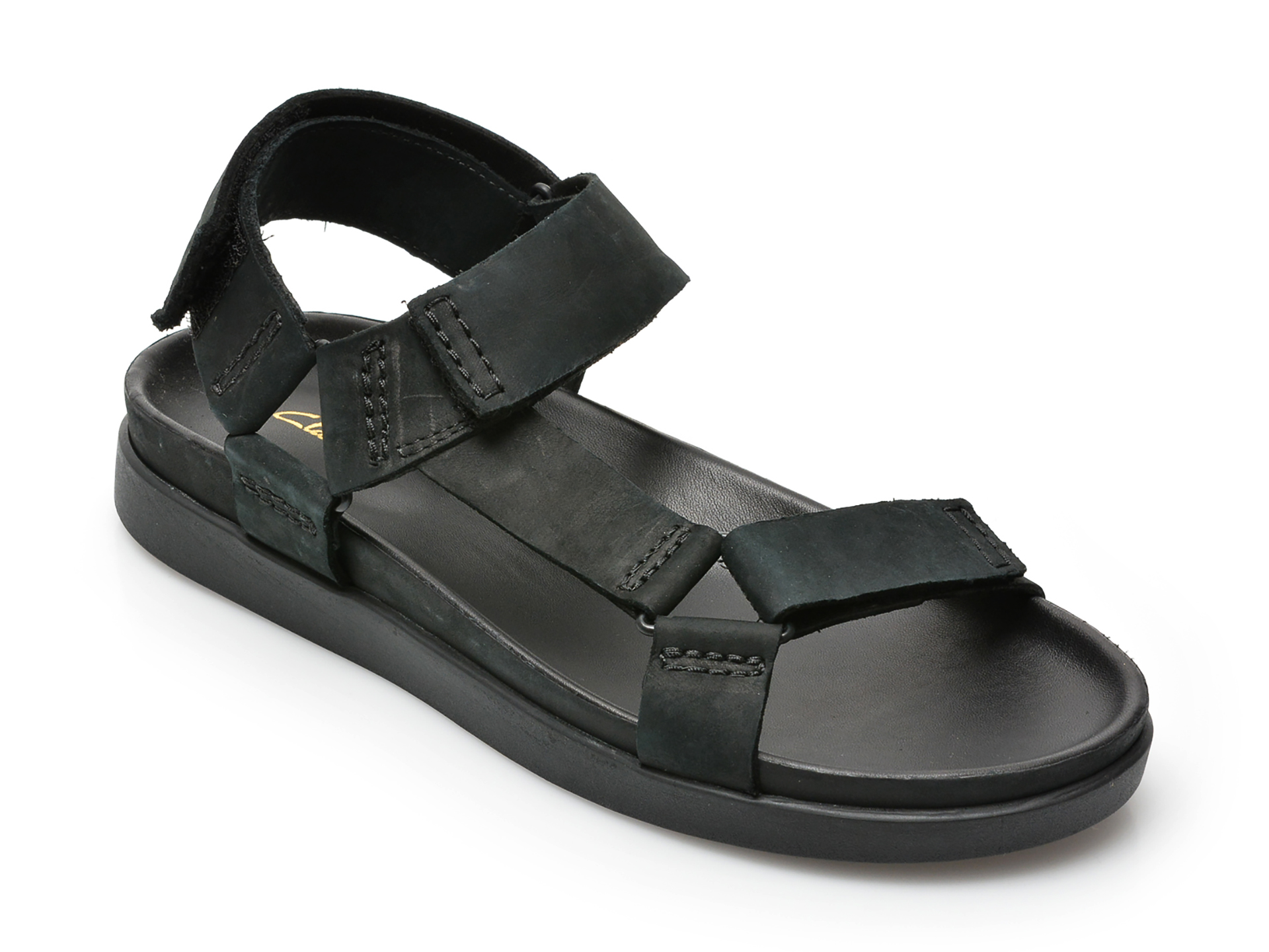 Sandale CLARKS negre, SUNDRAN, din nabuc Clarks imagine 2022 reducere