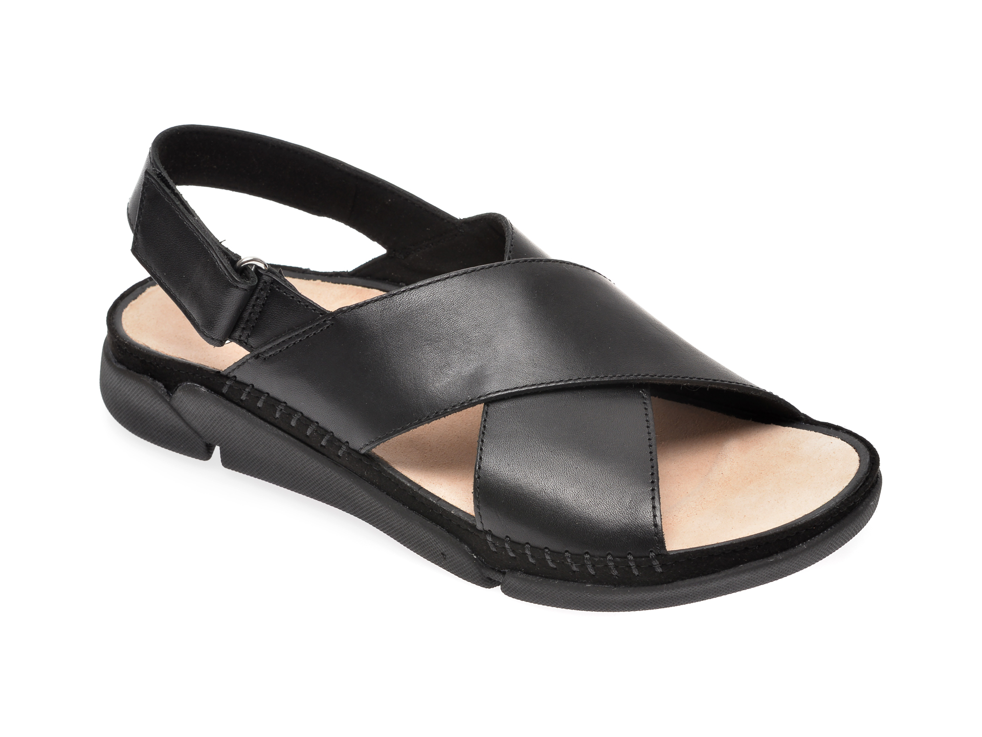 Sandale CLARKS negre, Tri Alexia, din piele naturala