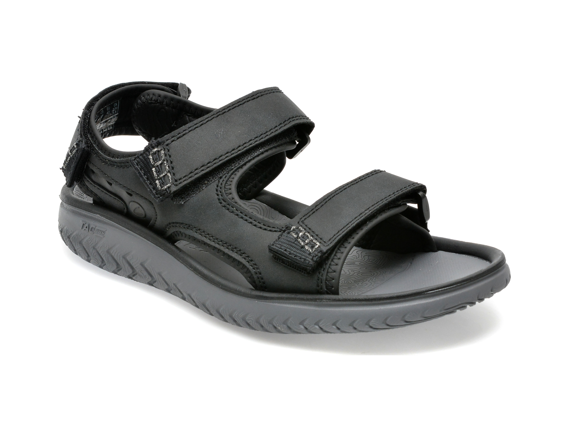 Sandale CLARKS negre, WESLEY BAY 01-S, din piele ecologica /barbati/sandale imagine super redus 2022