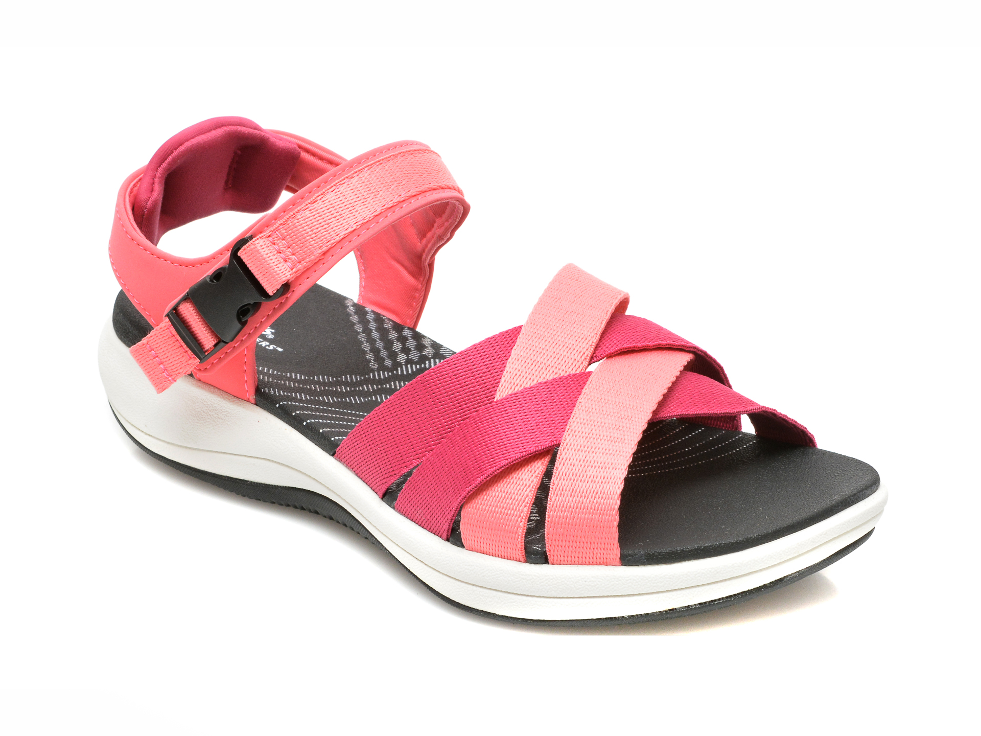 Sandale CLARKS roz, MIRA TIDE, din material textil /femei/sandale INCALTAMINTE
