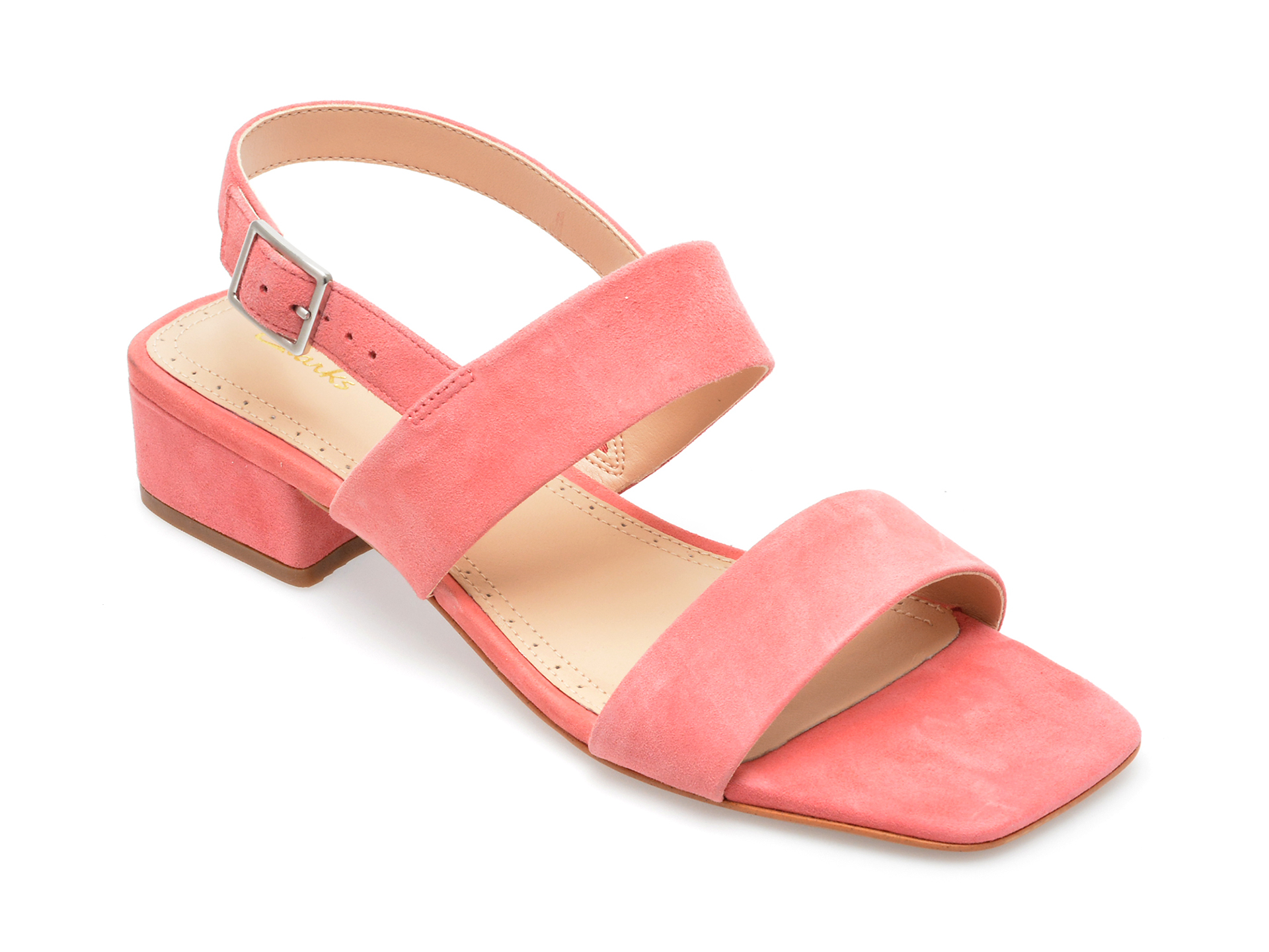 Sandale CLARKS roz, SEREN25 STRAP 0912, din piele intoarsa Clarks imagine noua 2022