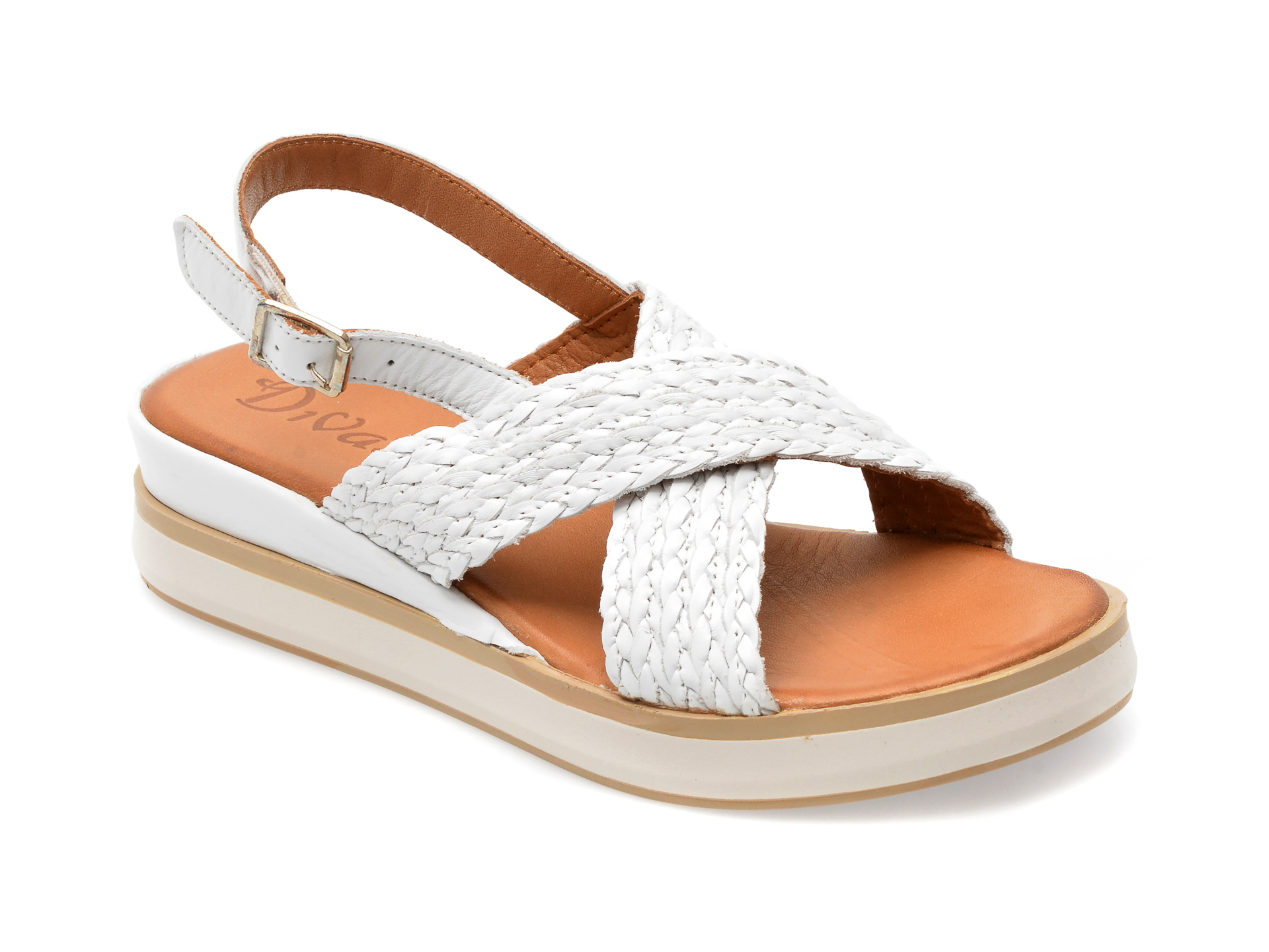 Sandale DIVAS albe, 1330715, din piele naturala /femei/sandale imagine noua