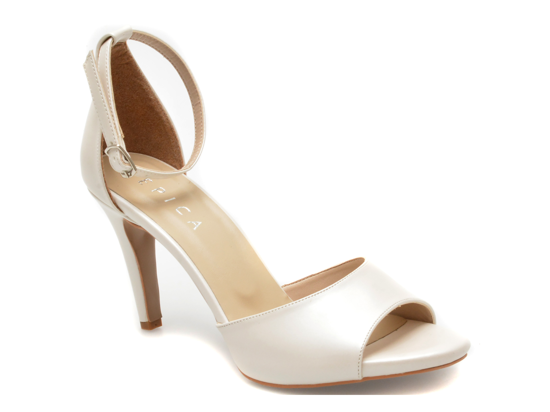 Sandale elegante EPICA albe, 22103, din piele ecologica