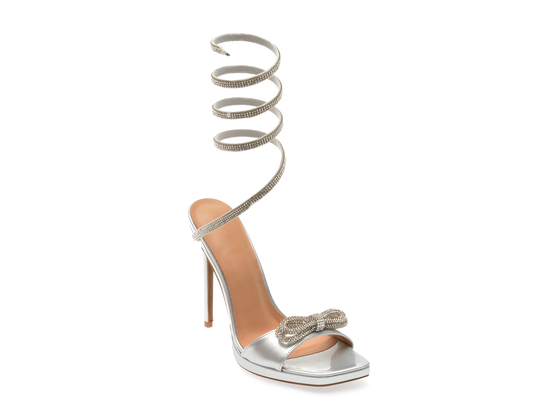 Sandale elegante EPICA argintii, 110765, din piele ecologica