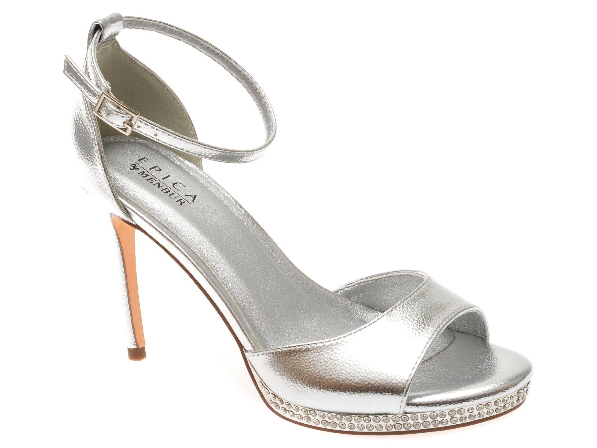Sandale elegante EPICA BY MENBUR argintii, 25157, din piele ecologica
