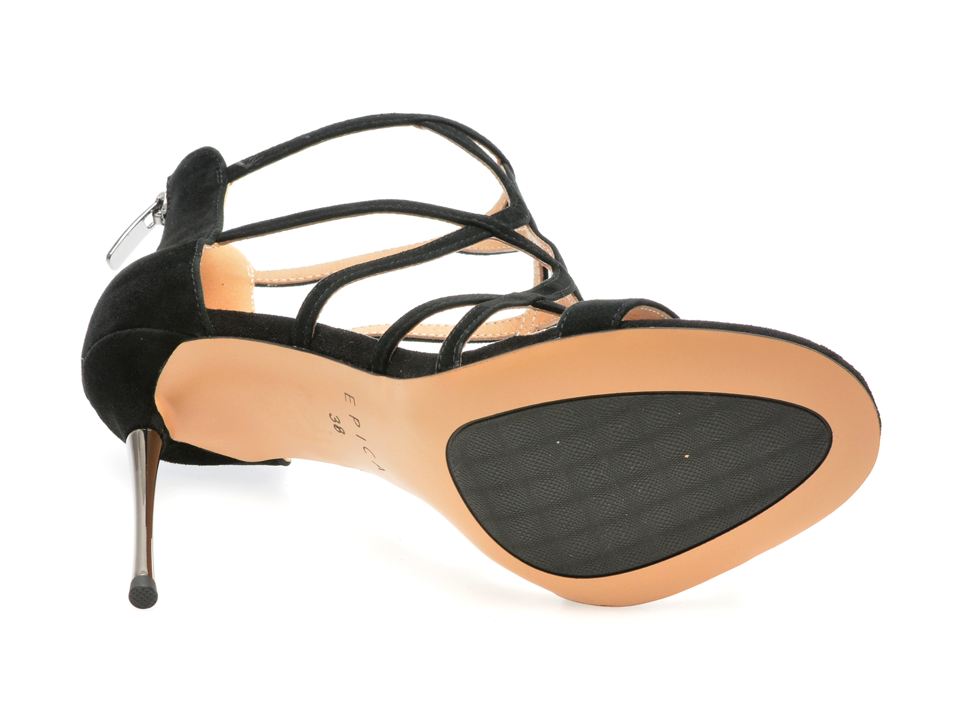 Sandale Elegante EPICA negre, S36A, din piele intoarsa