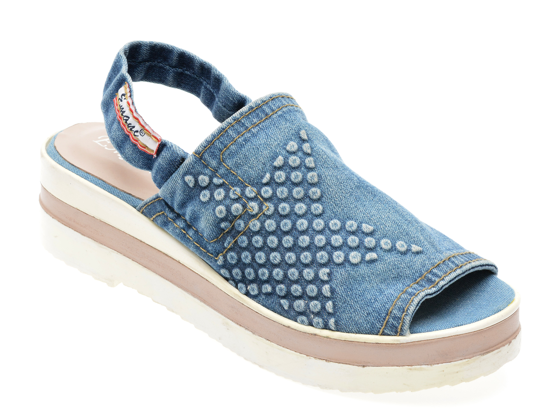 Sandale EMANI albastre, 2011, din material textil /femei/sandale imagine noua
