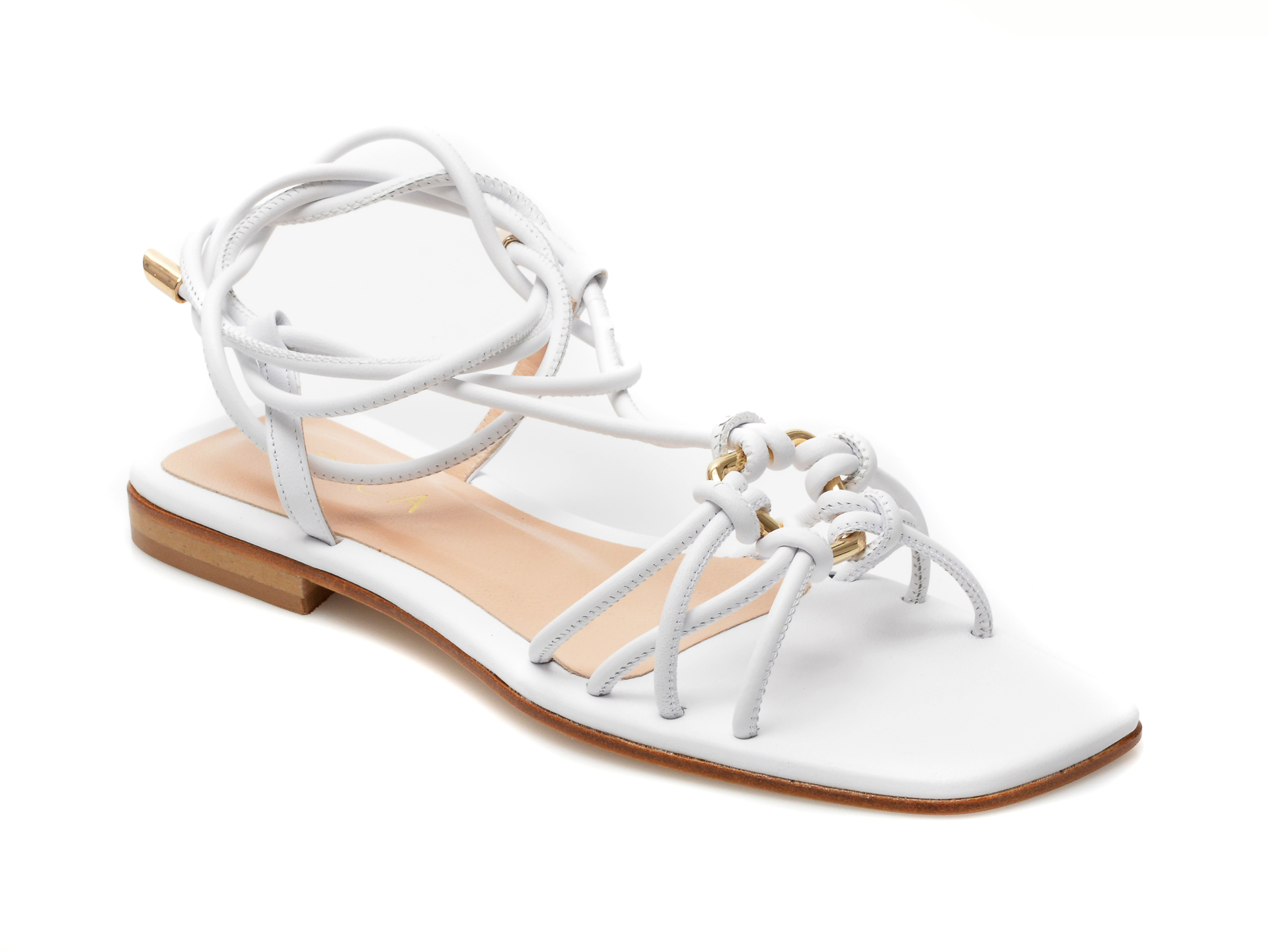 Sandale EPICA albe, 492, din piele naturala imagine reduceri black friday 2021 /femei/sandale