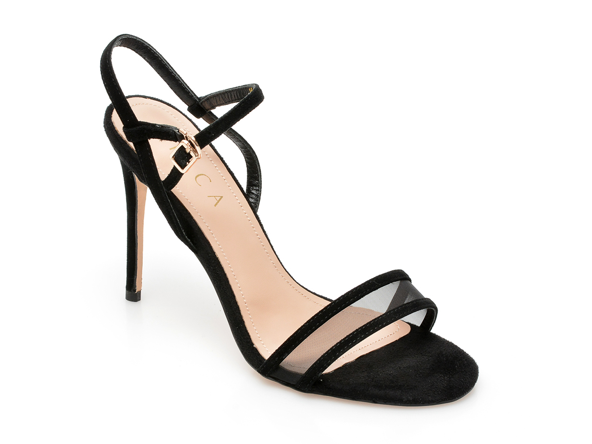 Sandale EPICA negre, 15010, din piele intoarsa /femei/sandale imagine noua