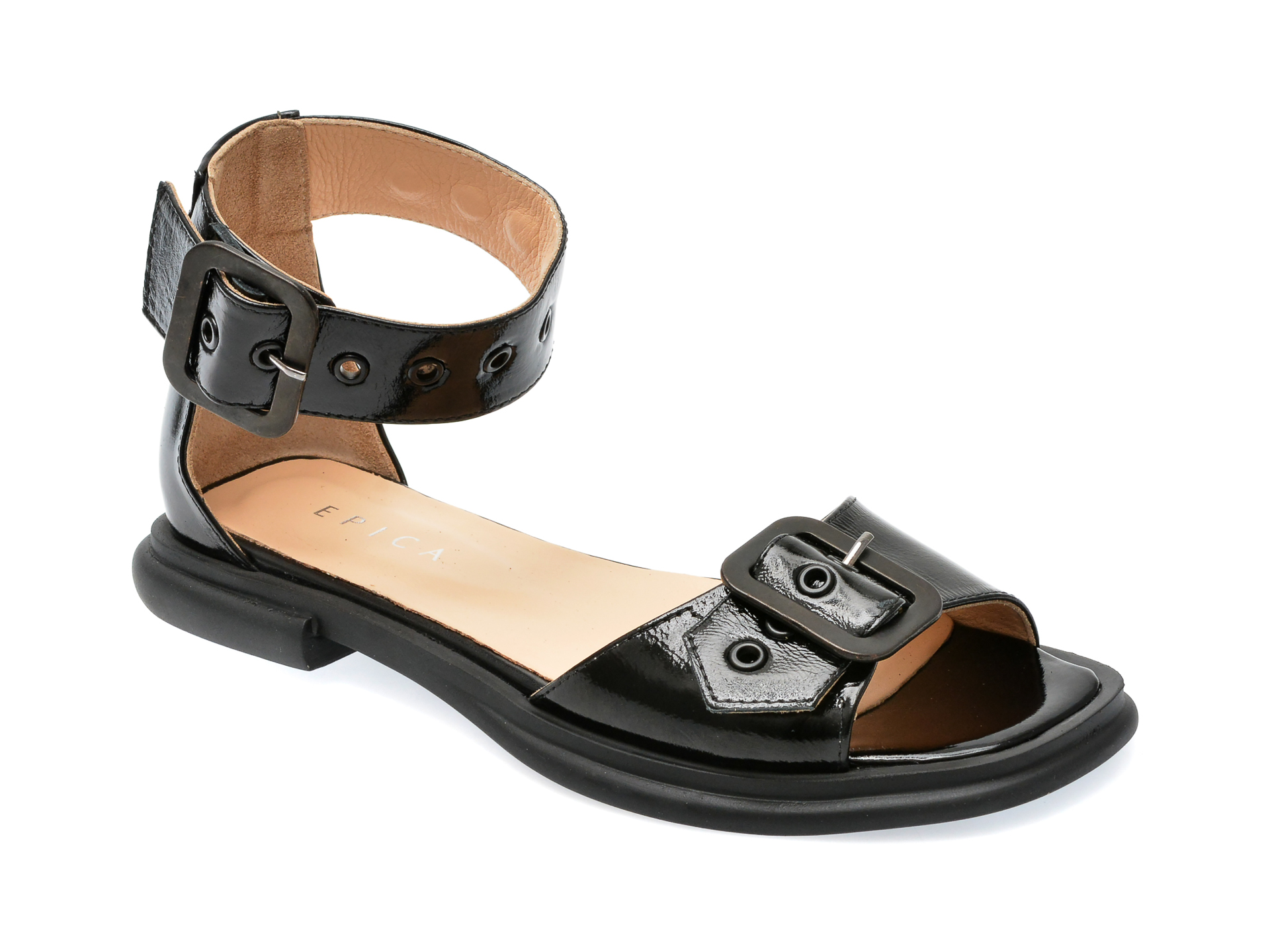 Sandale EPICA negre, 341956, din piele naturala lacuita /femei/sandale imagine super redus 2022