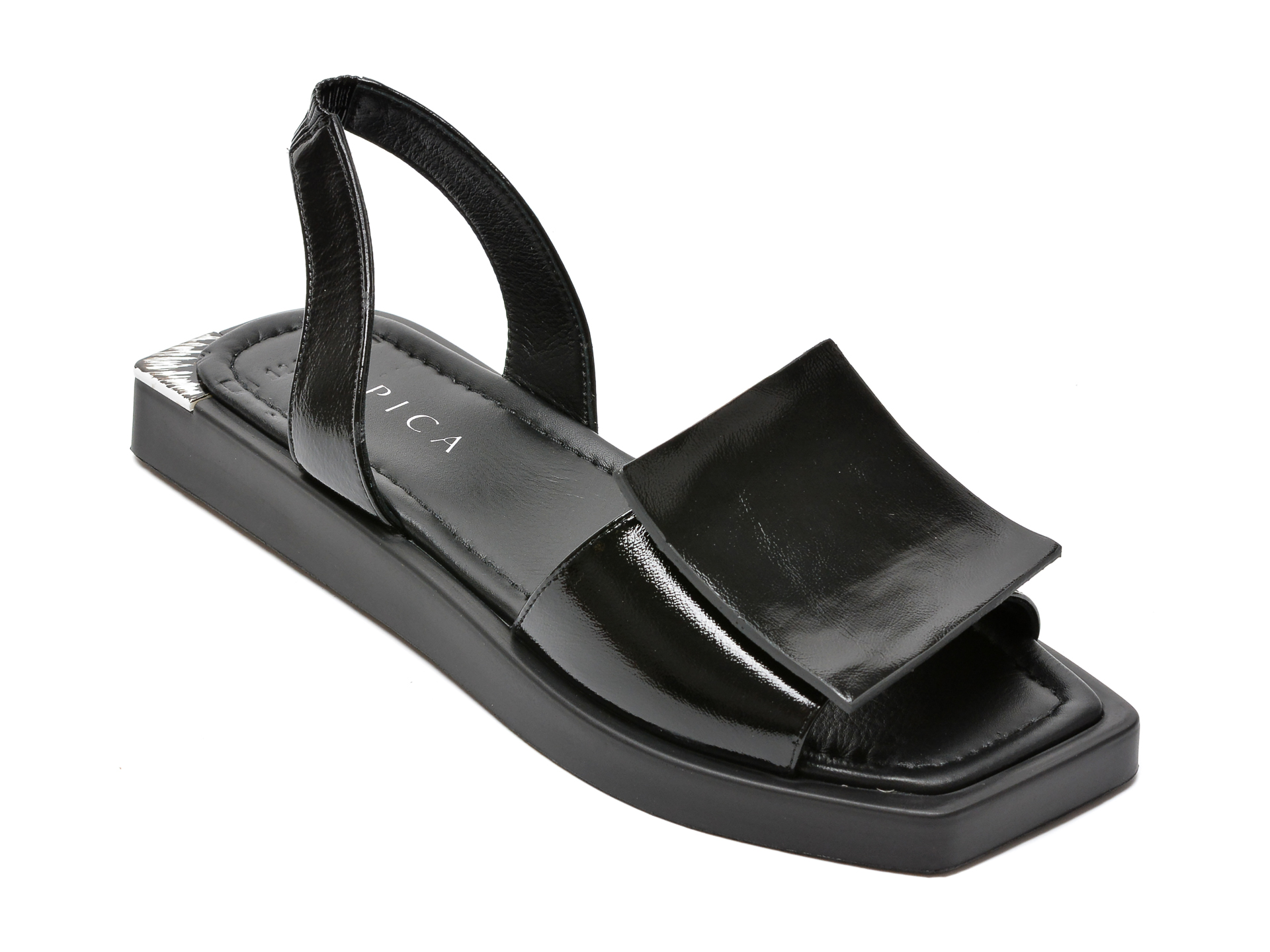 Sandale EPICA negre, 426120, din piele naturala lacuita 2023 ❤️ Pret Super Black Friday otter.ro imagine noua 2022