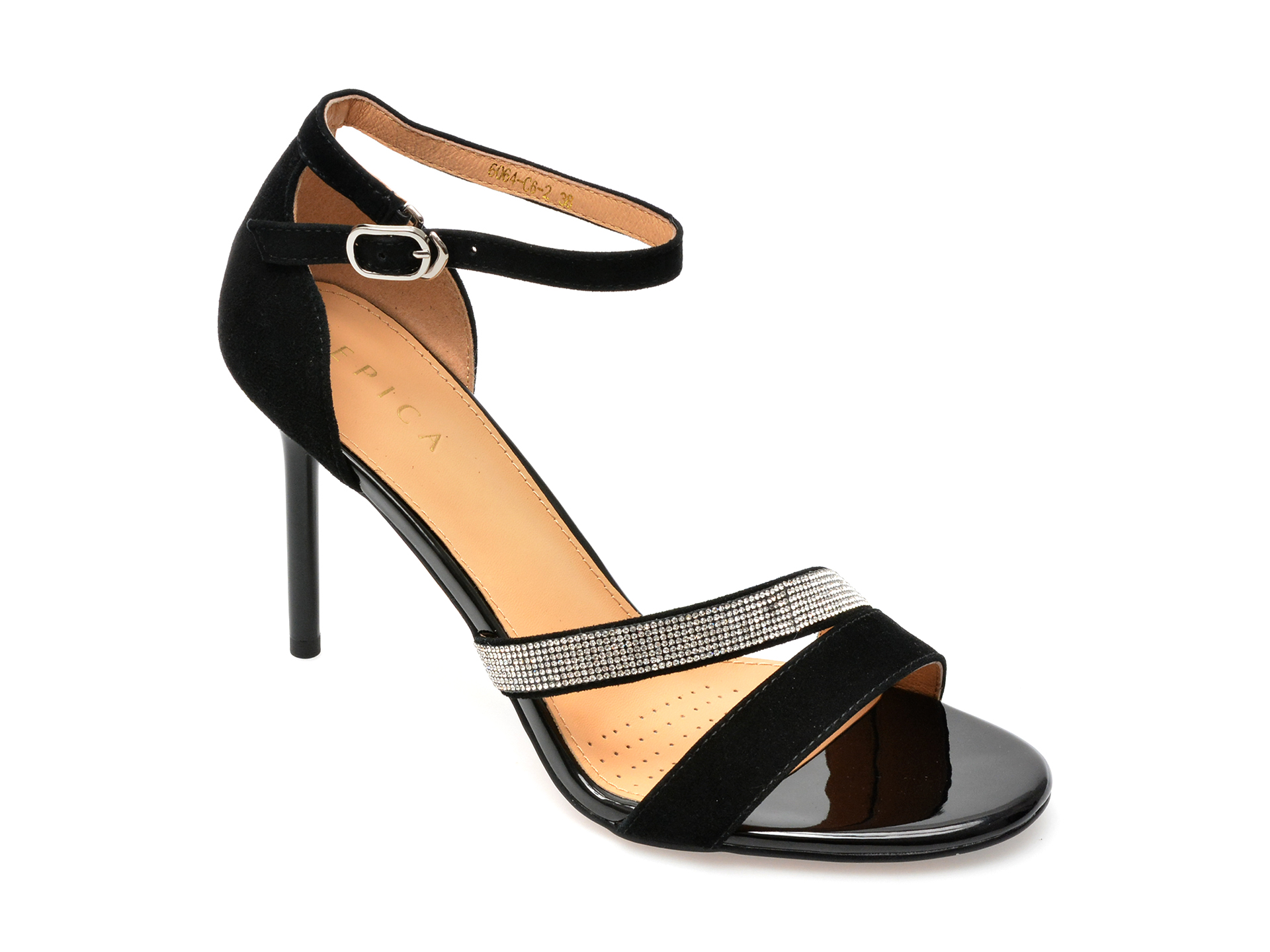 Sandale EPICA negre, 6064C6, din piele intoarsa /femei/sandale