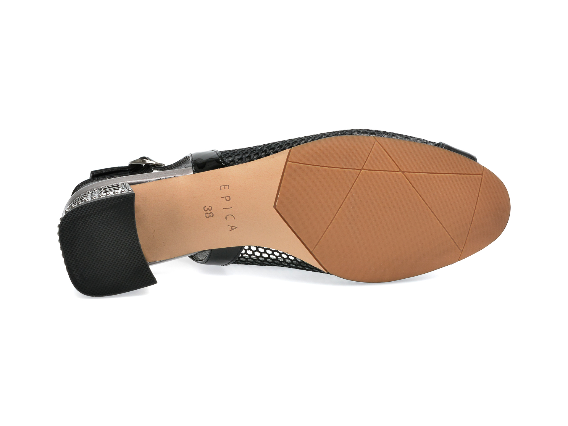 Sandale EPICA negre, JI20010, din material textil si piele naturala lacuita