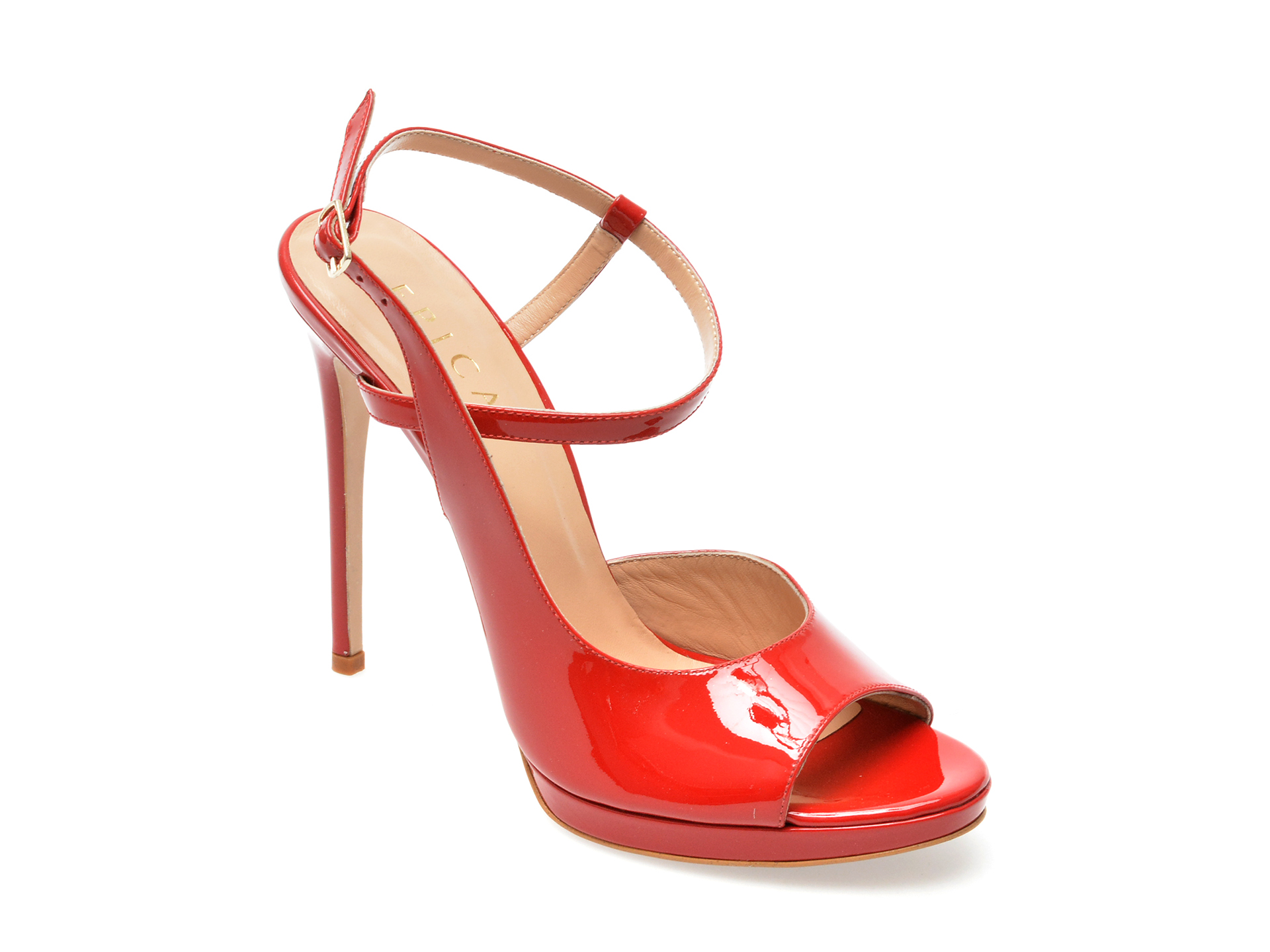 Sandale EPICA rosii, 245G09, din piele naturala lacuita /femei/sandale