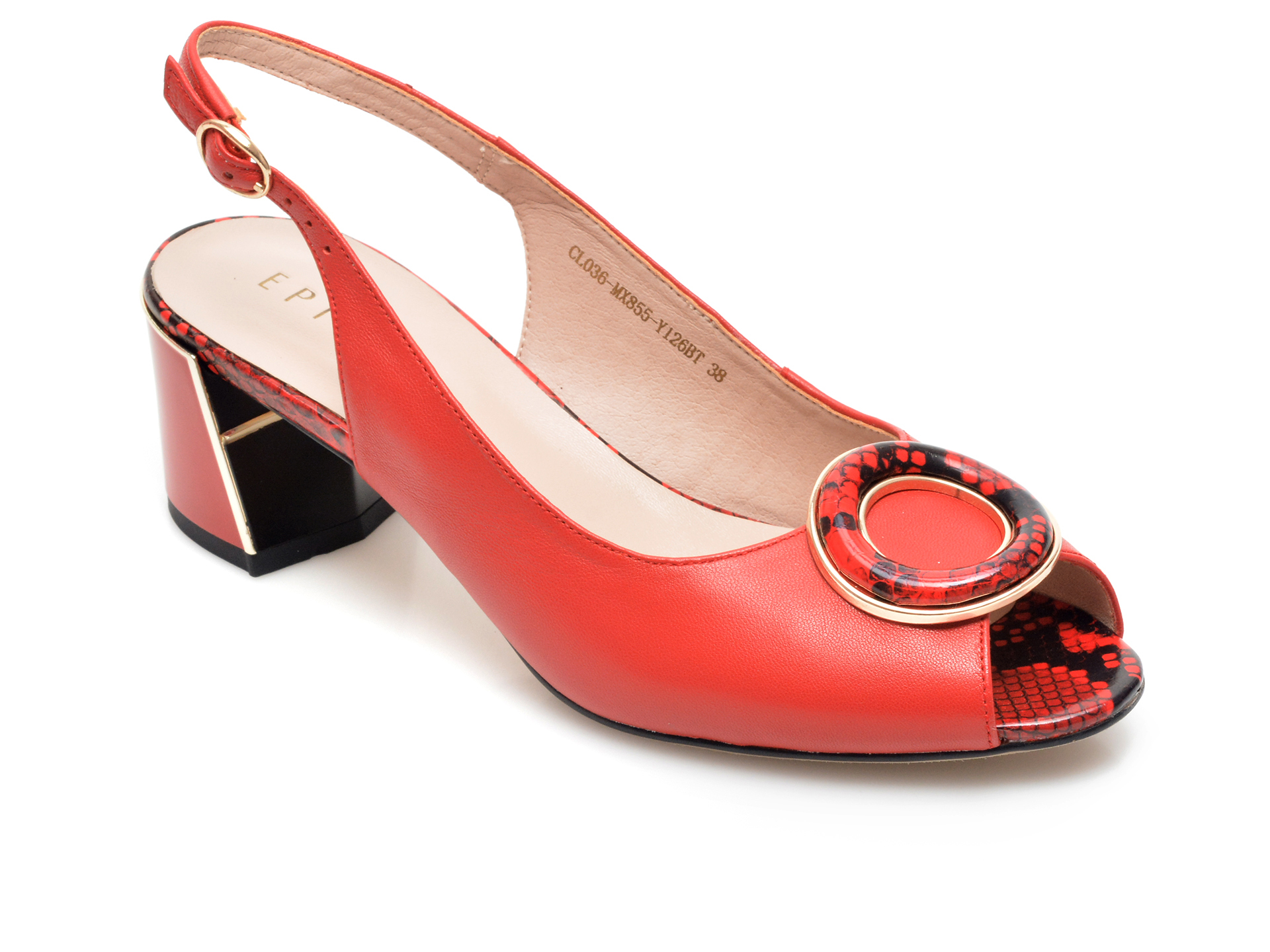 Sandale EPICA rosii, MX855, din piele naturala