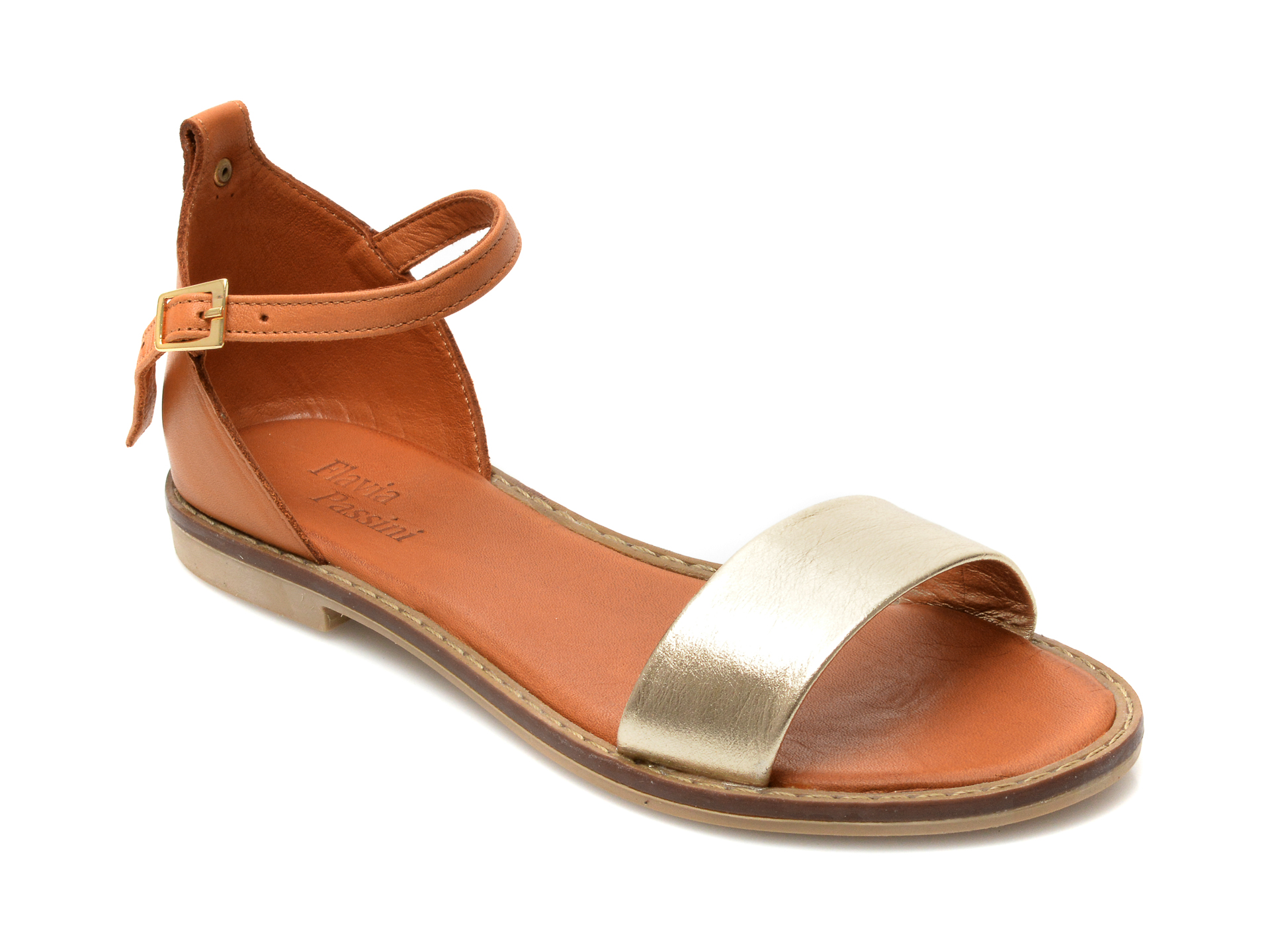 Sandale FLAVIA PASSINI aurii, 666, din piele naturala imagine reduceri black friday 2021 /femei/sandale