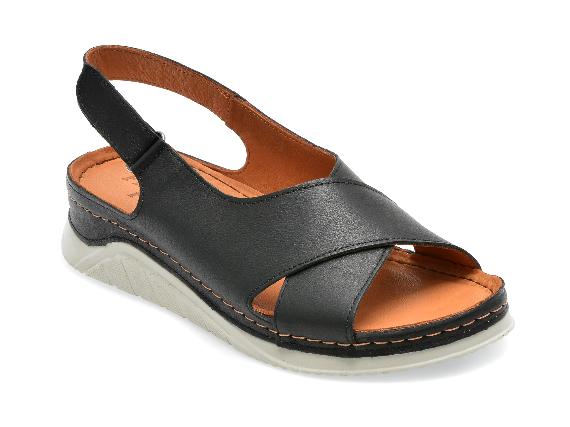Sandale FLAVIA PASSINI negre, P346, din piele naturala /femei/sandale imagine noua