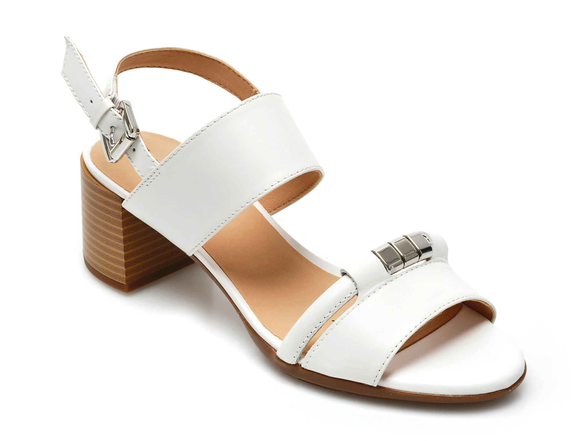 Sandale GEOX albe, D25CWE, din piele naturala /femei/sandale