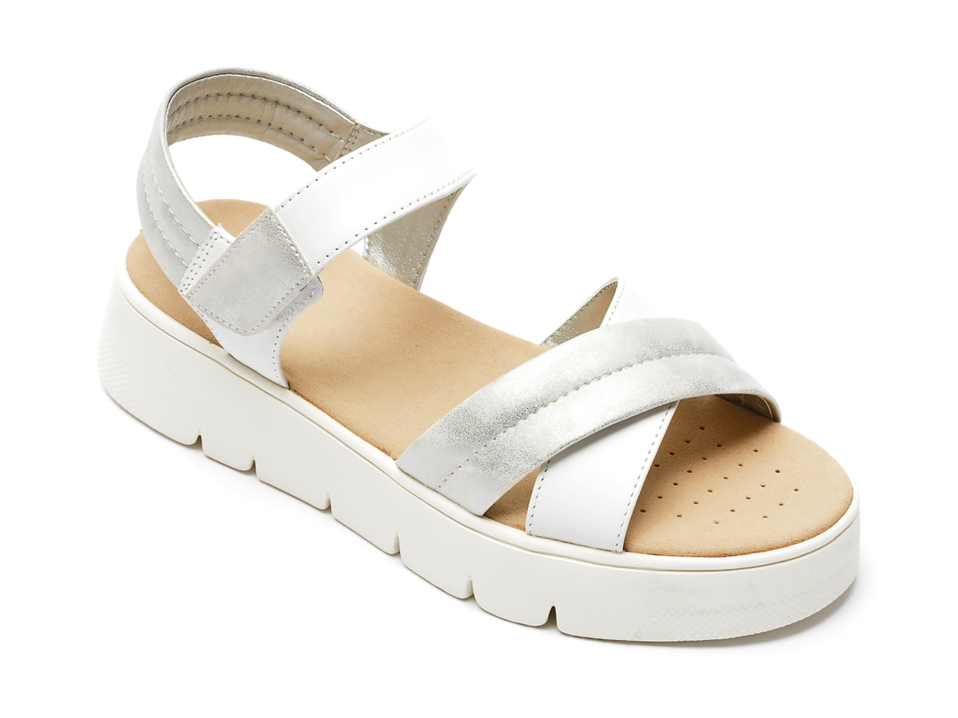 Sandale GEOX albe, D25SCA, din piele naturala /femei/sandale imagine noua